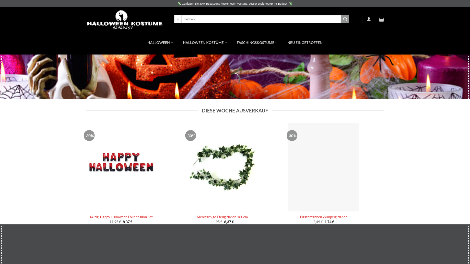 website screenshot of http://halloweenbillig.com/