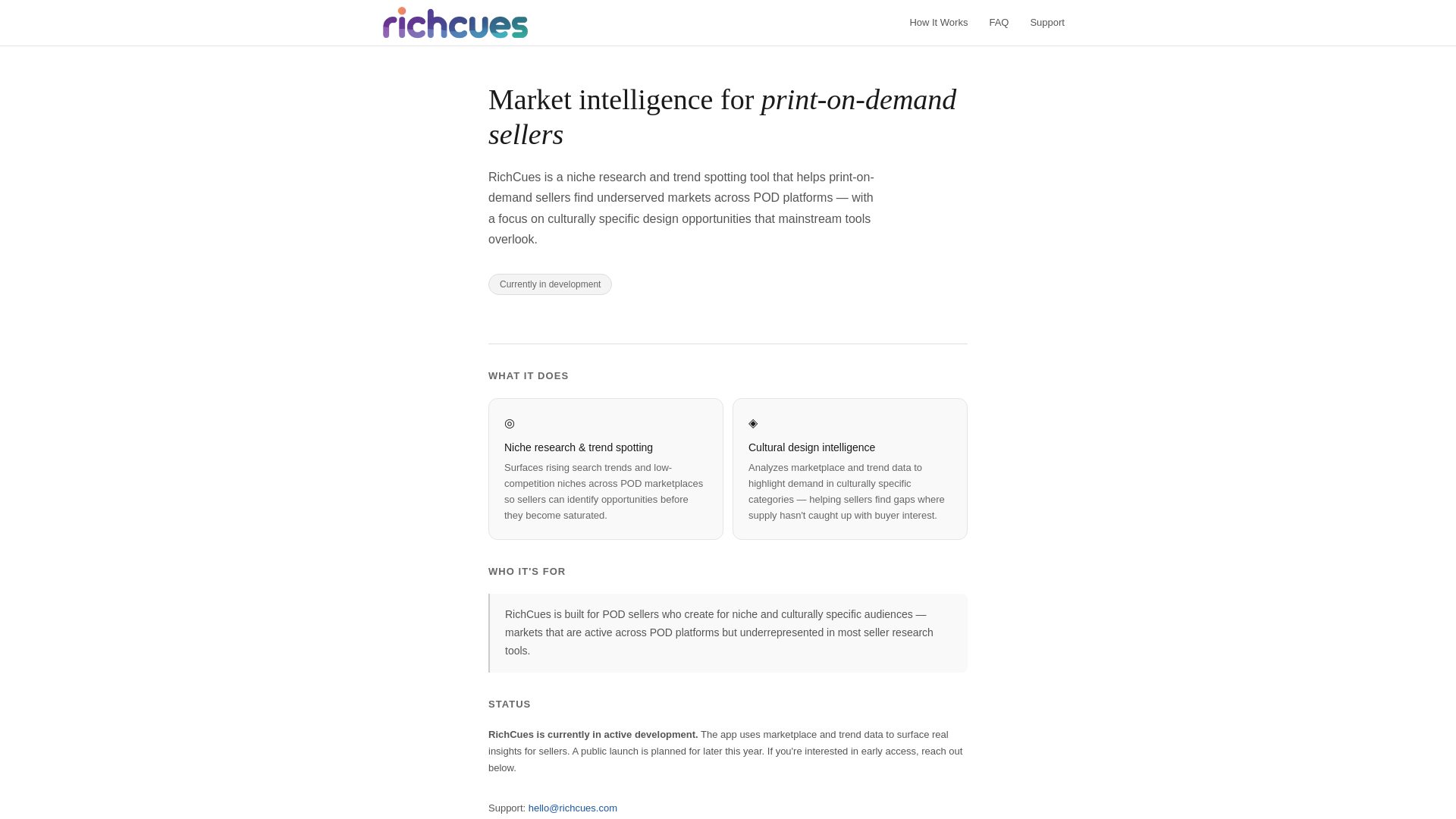 website screenshot of https://richcues.com