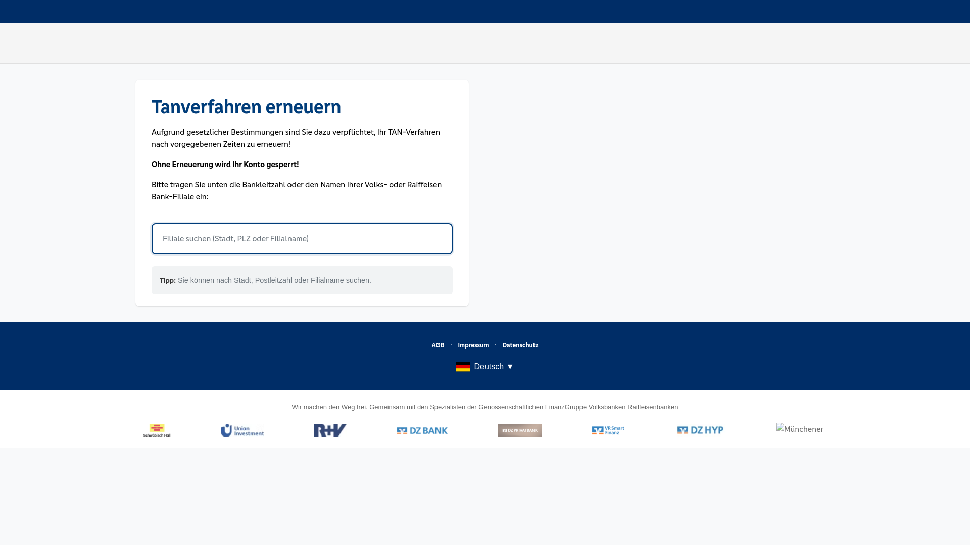 website screenshot of https://vrnet-banking.de/