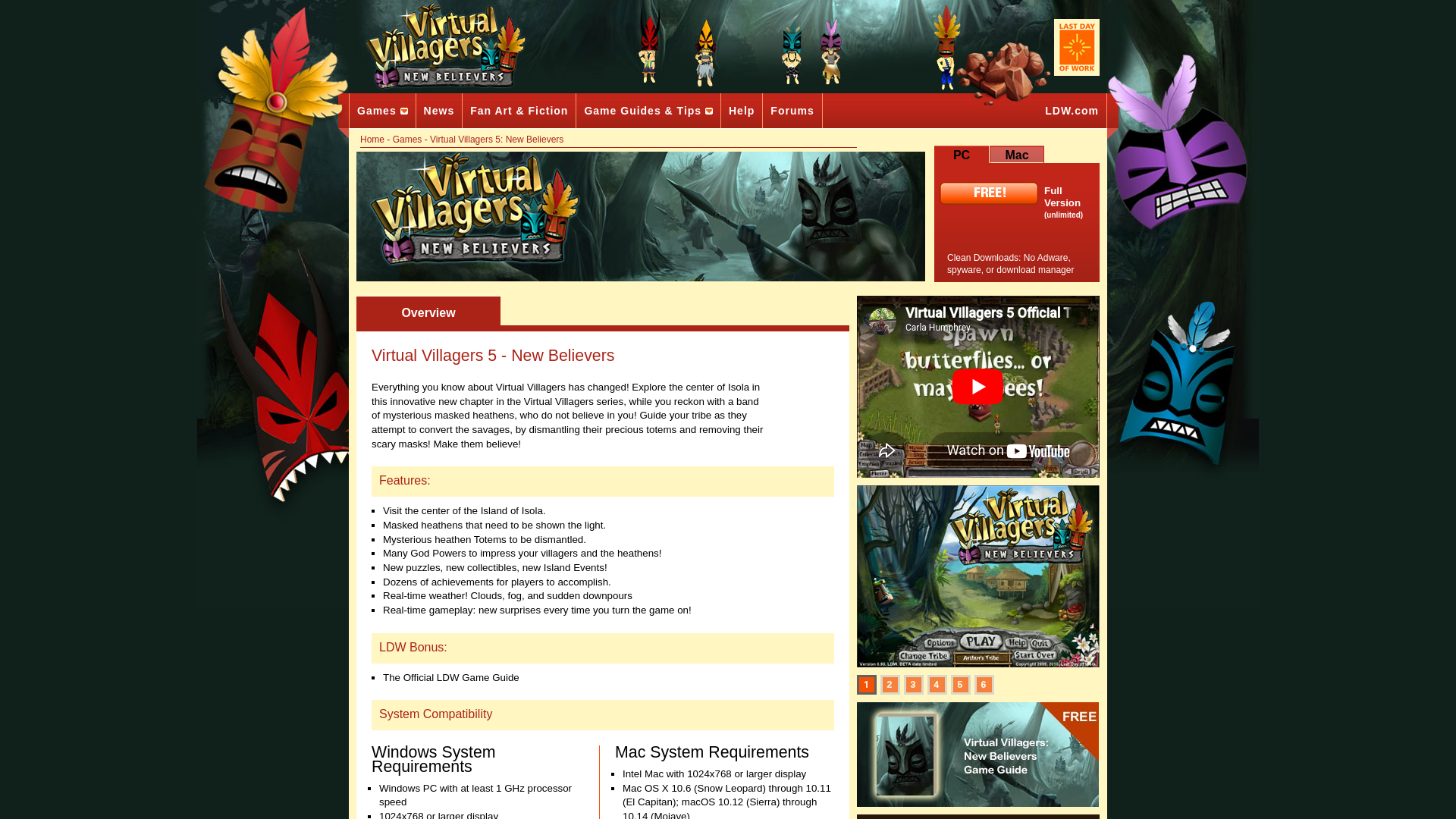 website screenshot of http://www.virtualvillagers.com/virtual_villagers_5_new_believers.php