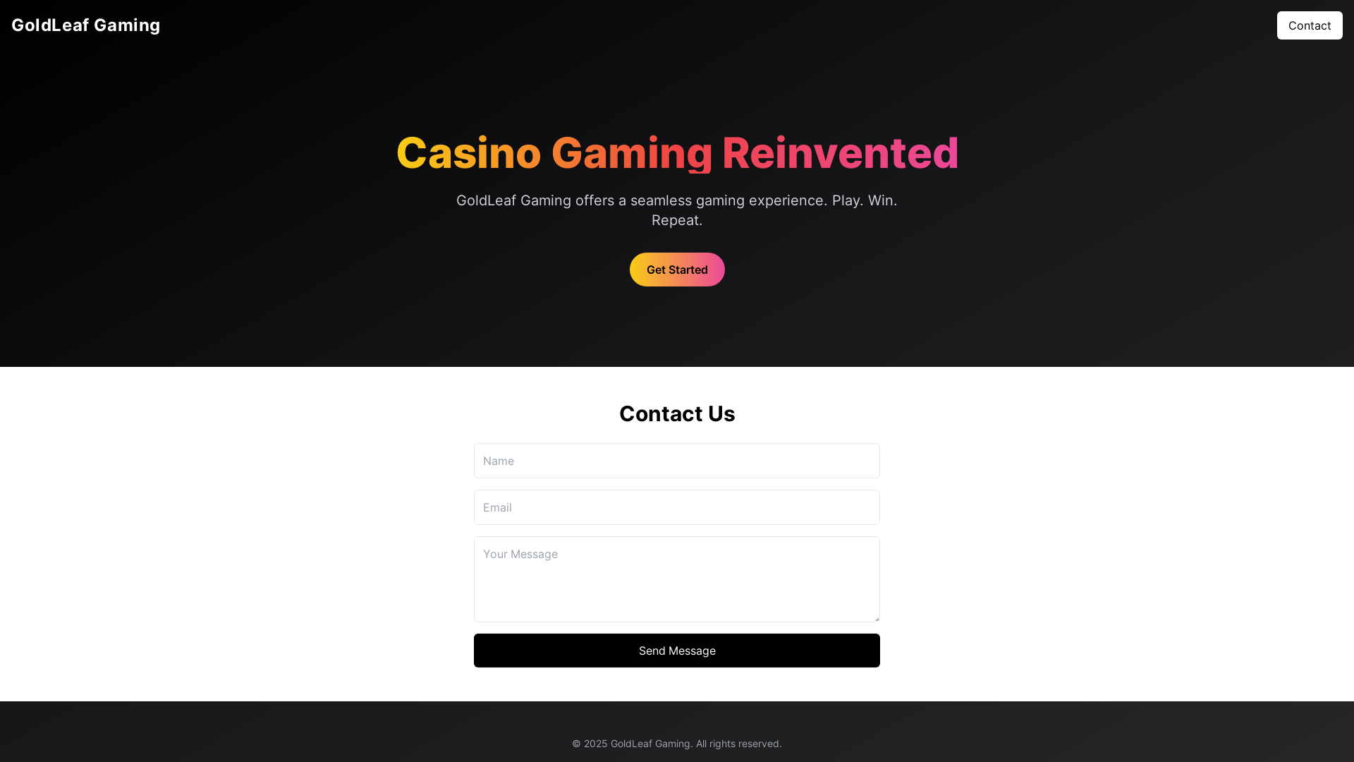 website screenshot of https://goldleafgaming.pages.dev/