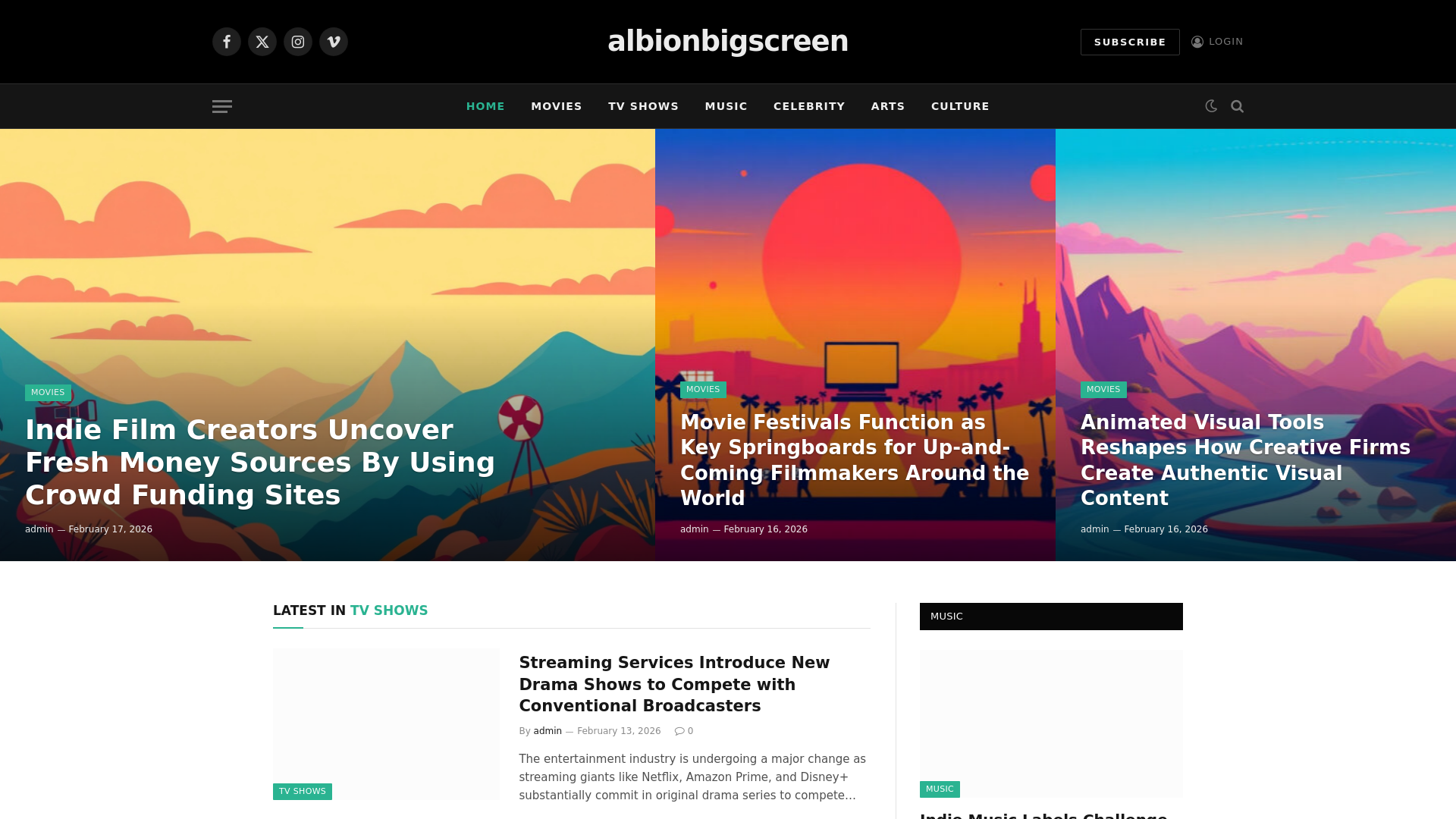 website screenshot of https://albionbigscreen.co.uk/