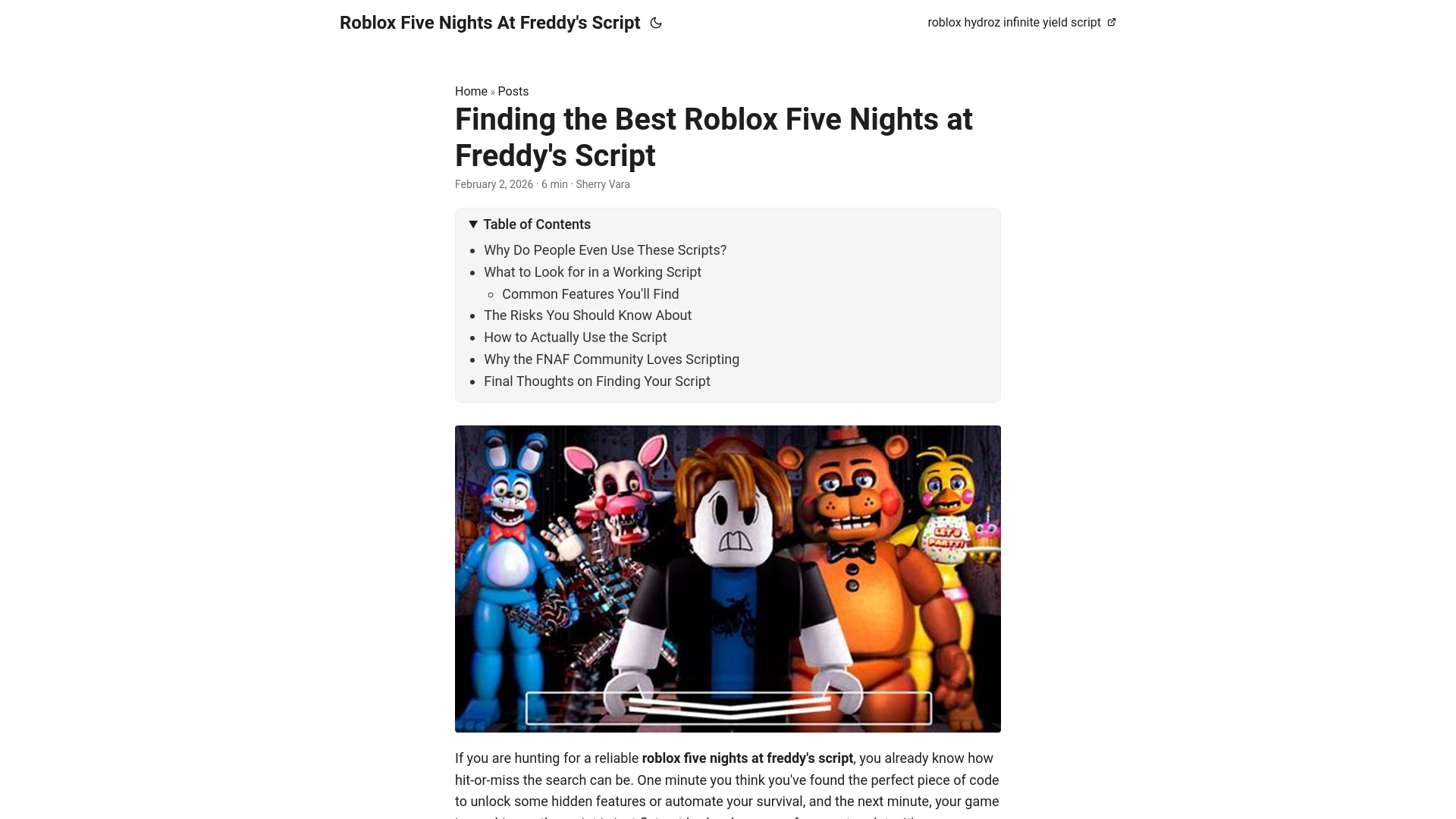 website screenshot of https://roblox-five-nights-at-freddys-script.pages.dev/