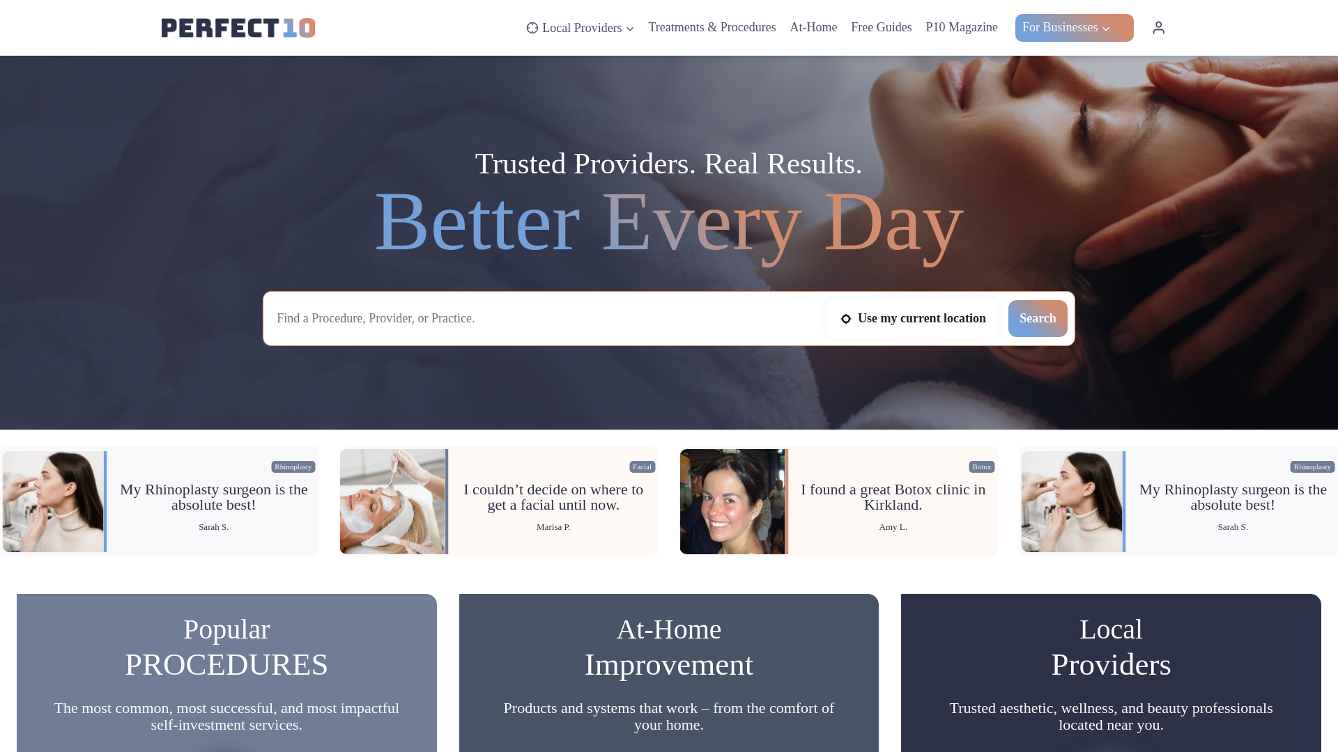 website screenshot of https://perfect10.com/