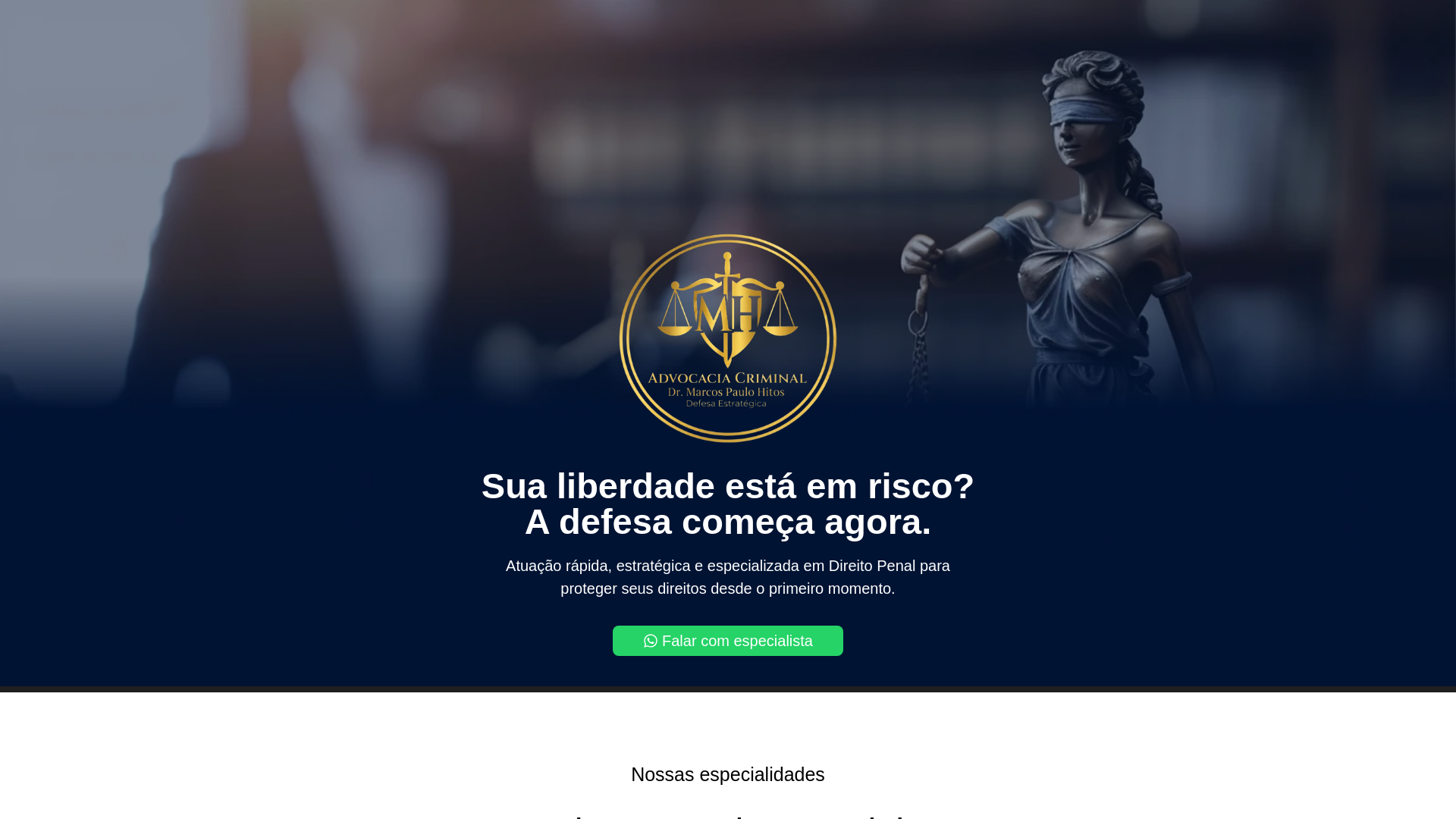 website screenshot of https://hitoscriminalista.com.br