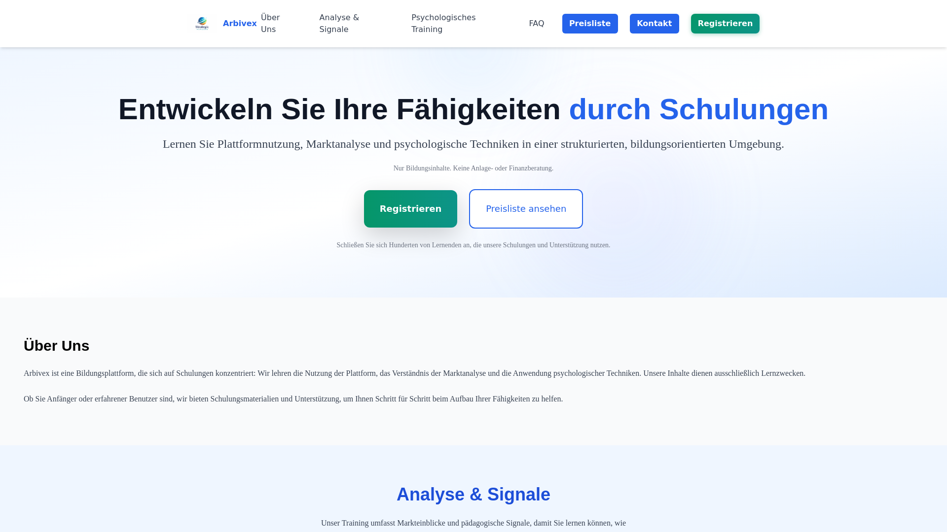 website screenshot of https://arbivex.tech/
