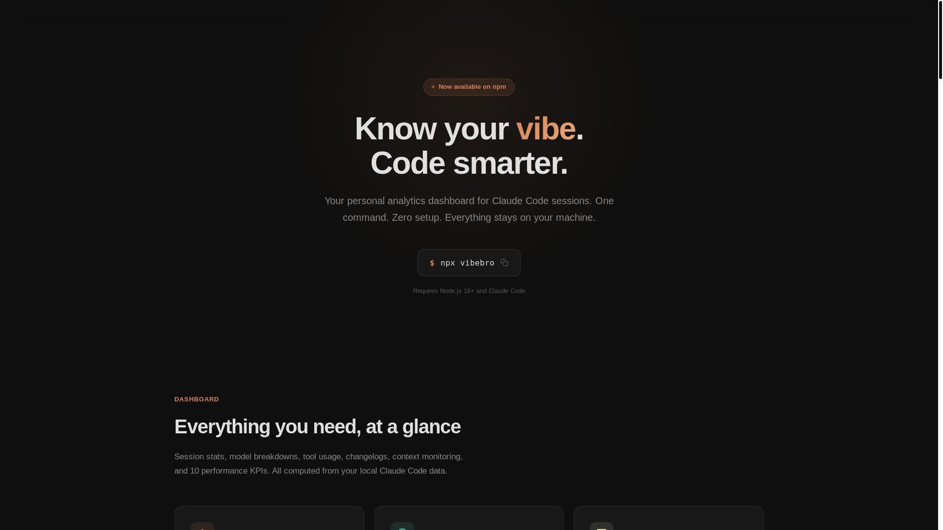 website screenshot of https://vibebro.ai/