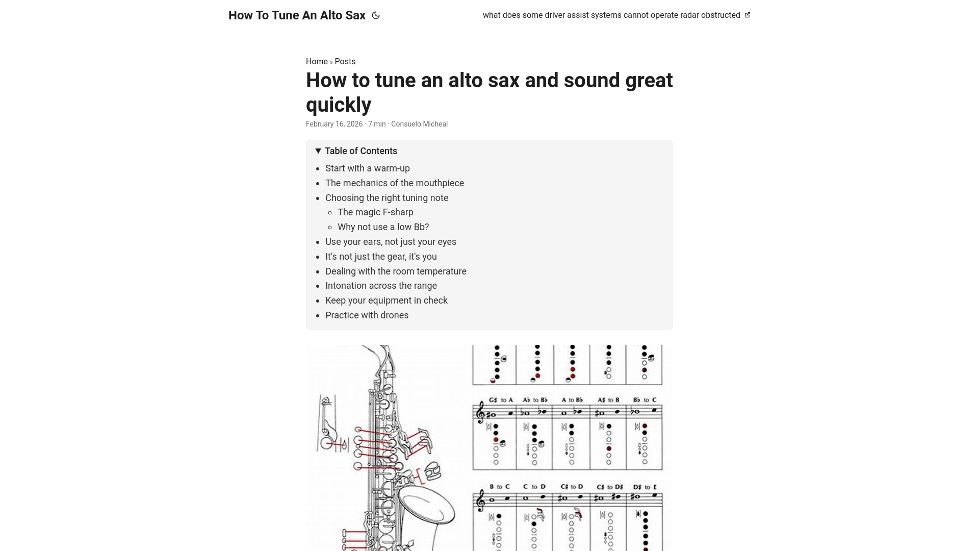 website screenshot of https://how-to-tune-an-alto-sax.pages.dev/