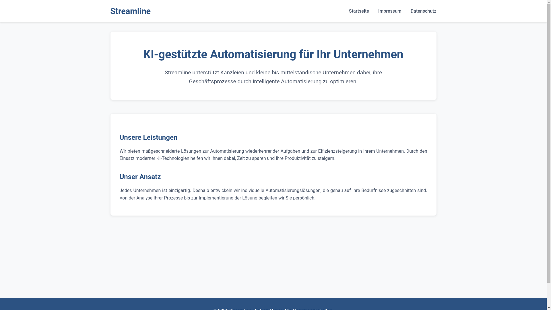 website screenshot of https://streamline-ki.de/