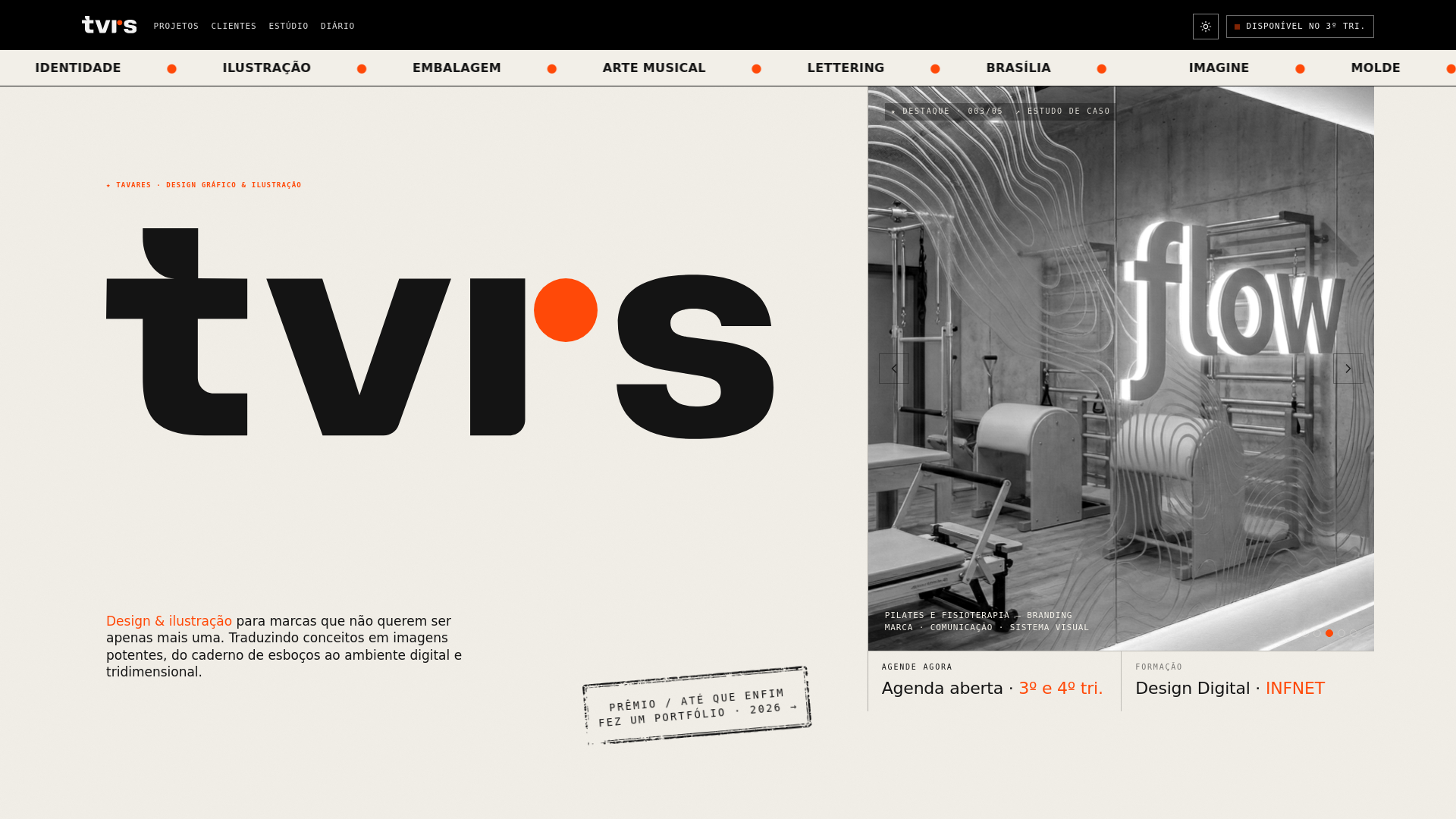 website screenshot of https://tavaresestudio.com.br/