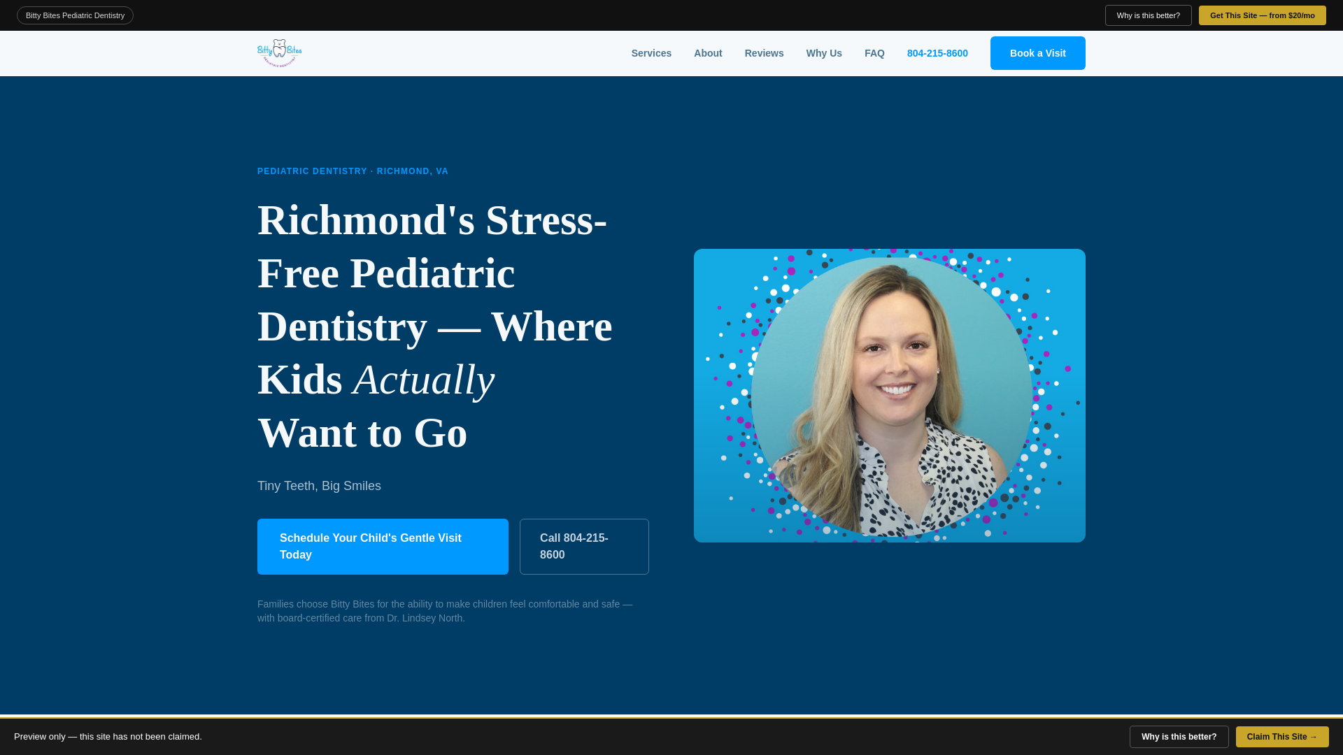 website screenshot of https://freshfacing-bittybitespediatricdentistry.pages.dev/