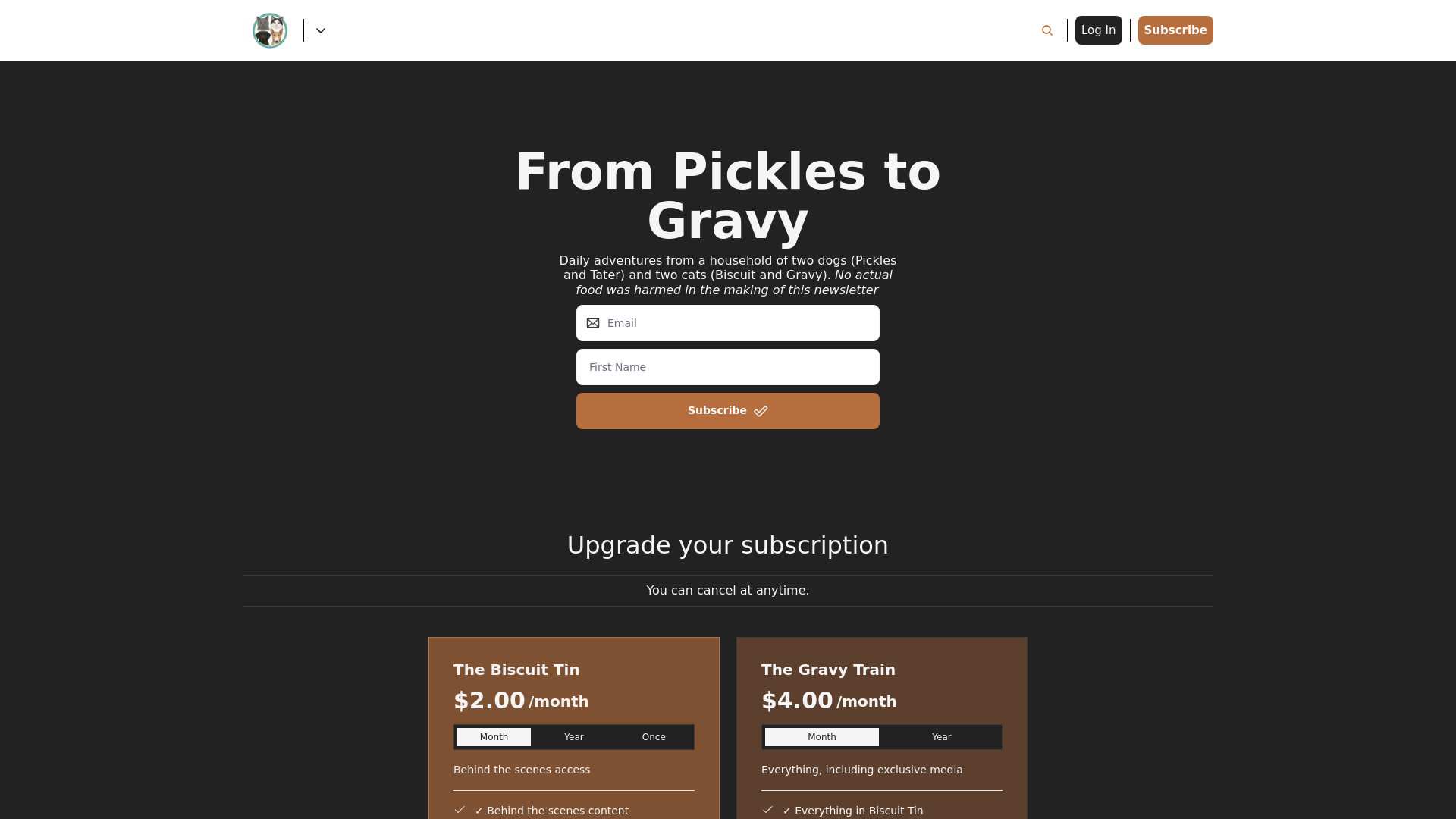website screenshot of https://frompicklestogravy.com/