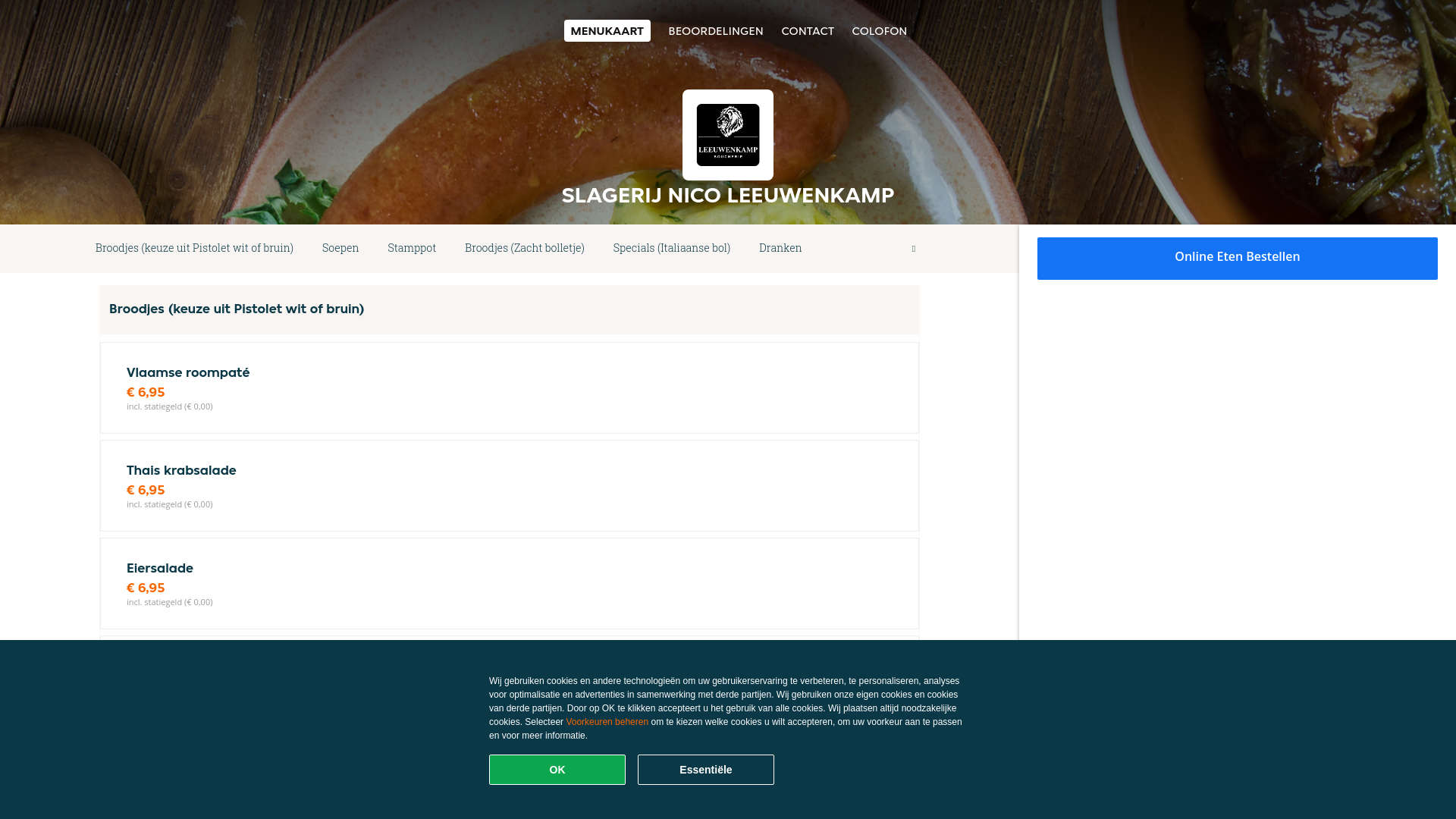 website screenshot of https://slagerijnicoleeuwenkamp.nl/