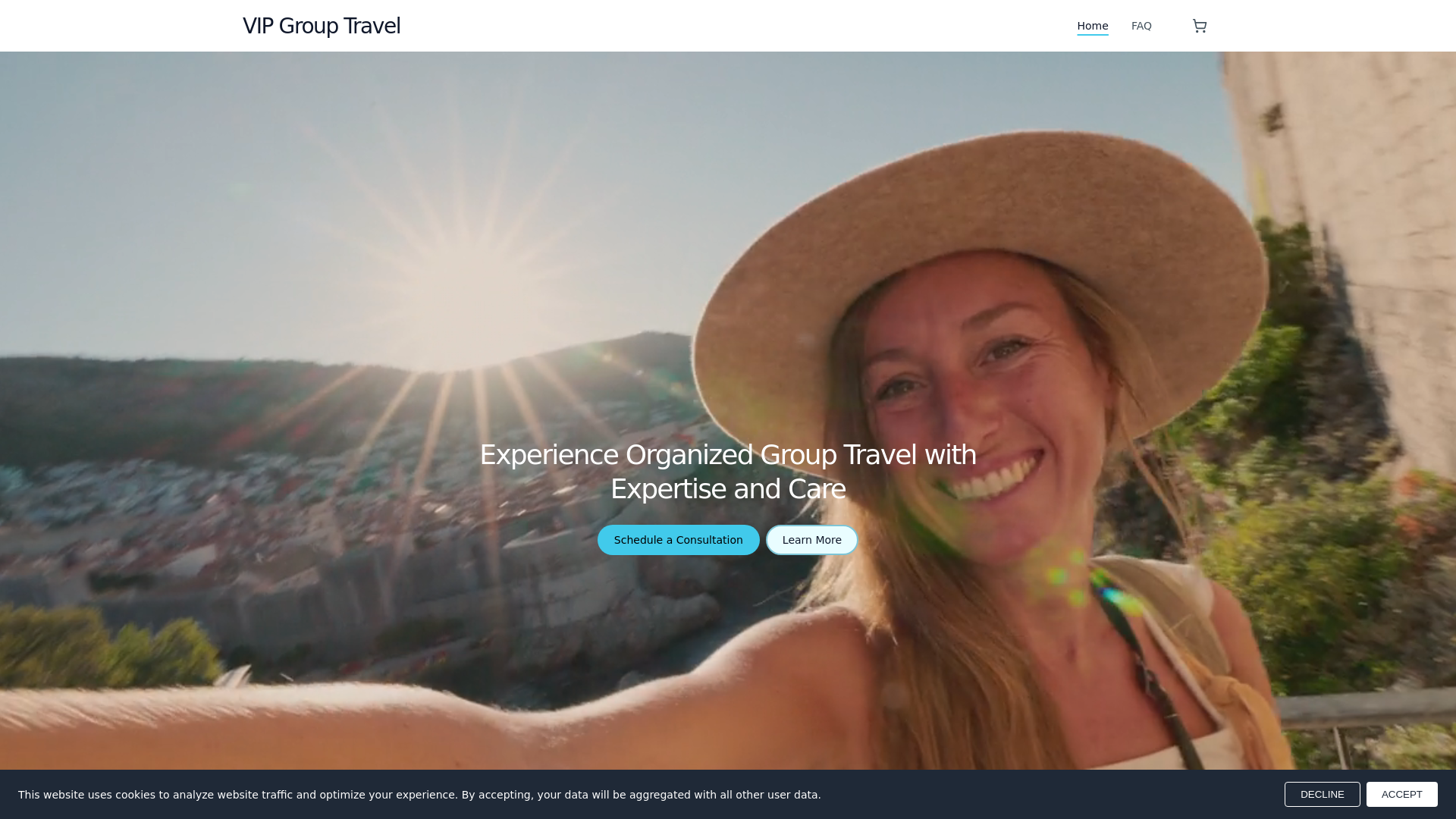website screenshot of https://vipgrouptravel.net/