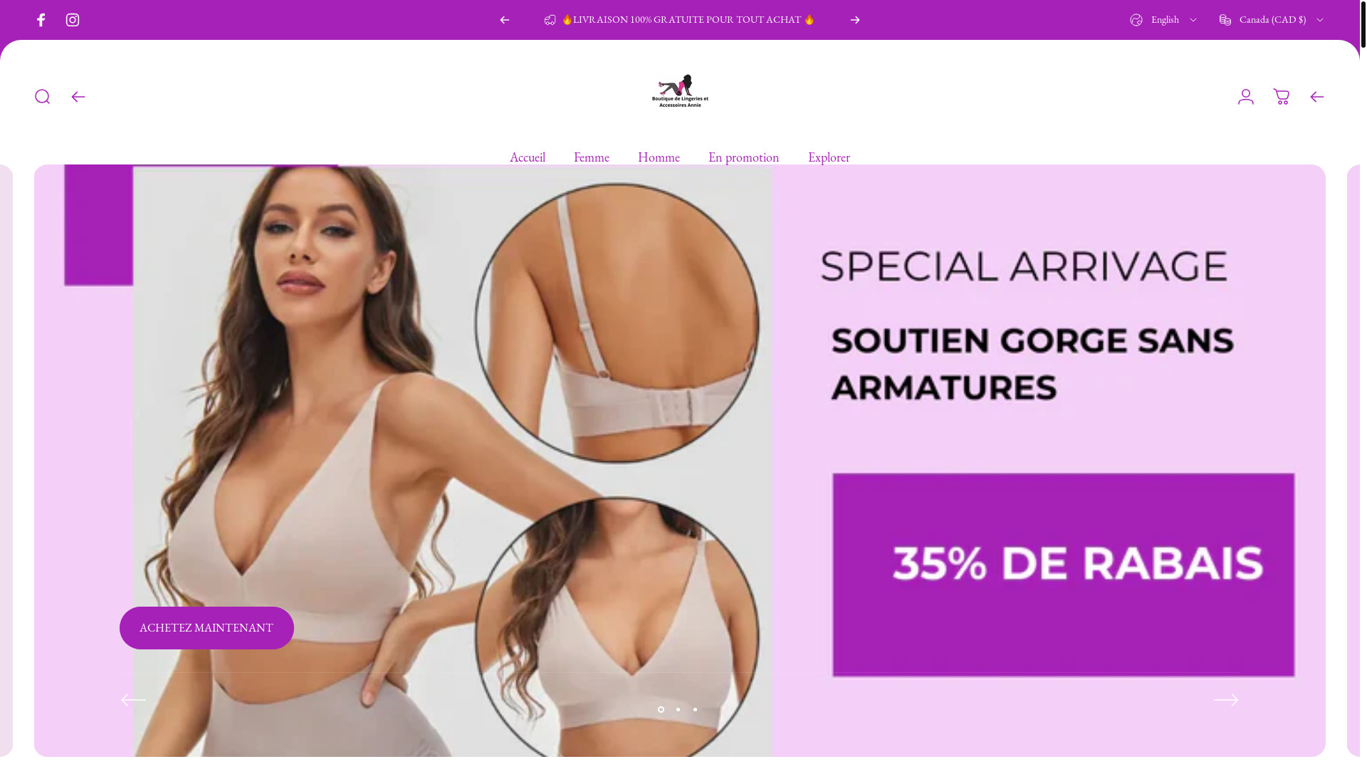 website screenshot of https://lingeriesexyannie.com/