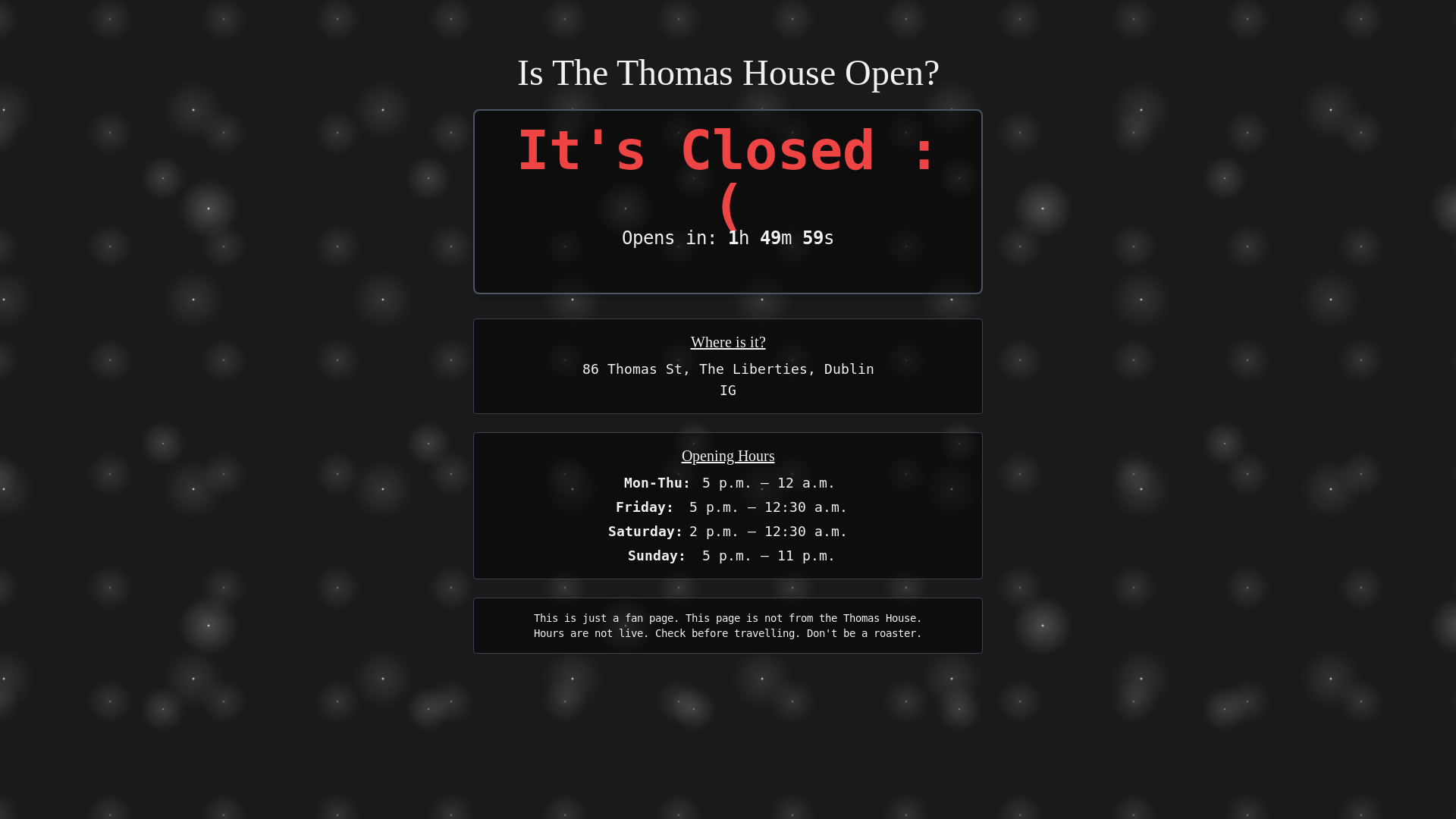 website screenshot of https://isthomashouseopen.pages.dev/