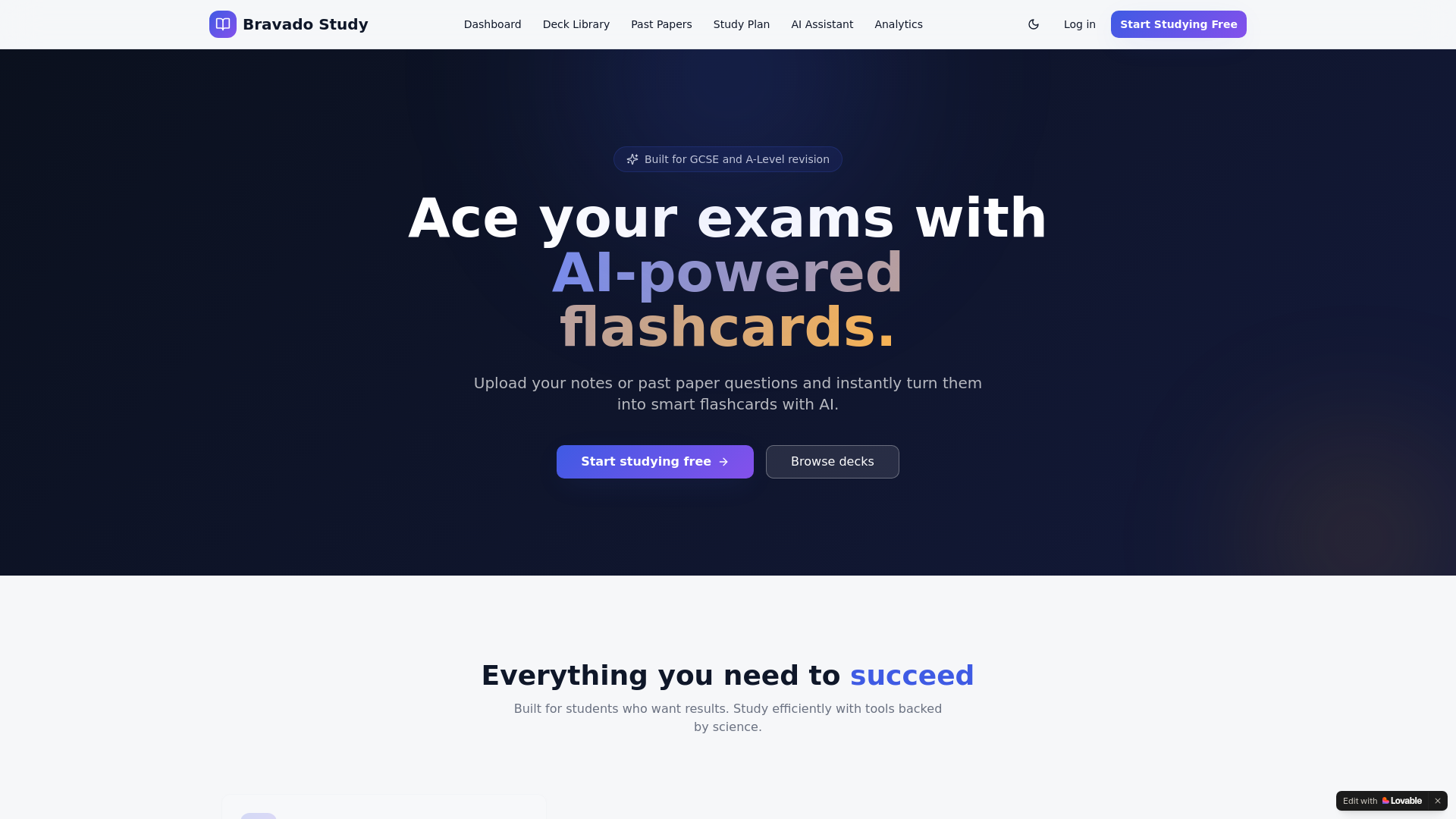 website screenshot of https://bravadostudy.com/