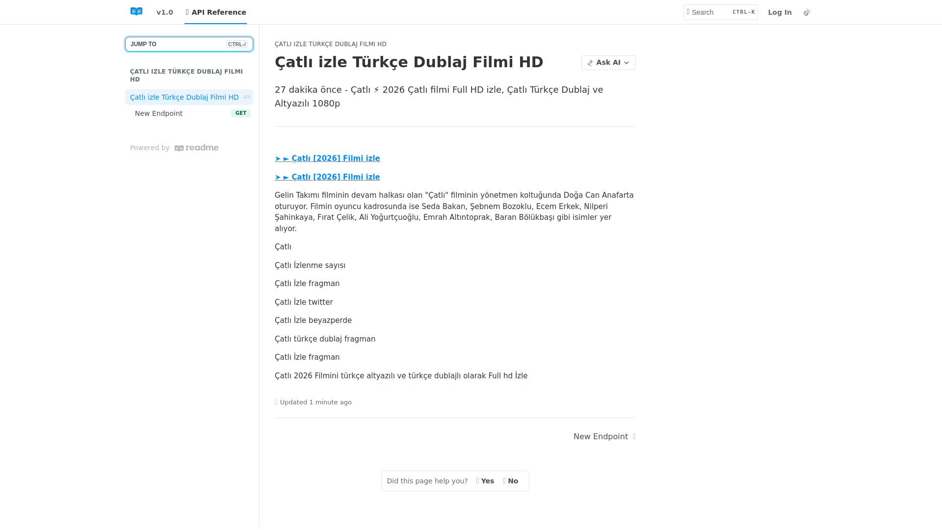 website screenshot of https://catli-izle.readme.io/reference/catlihd