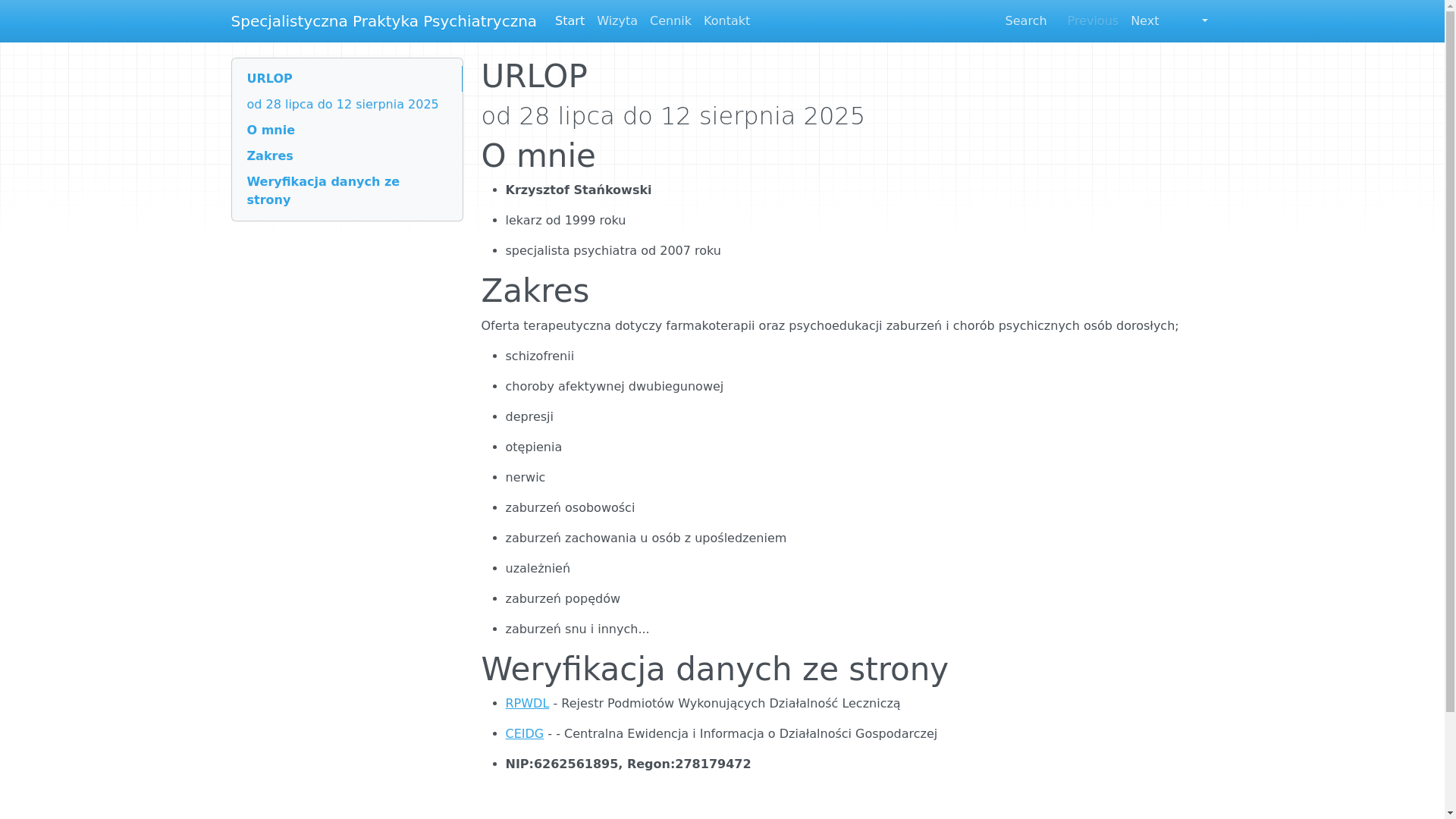 website screenshot of https://gabinetpsychiatra.pages.dev/