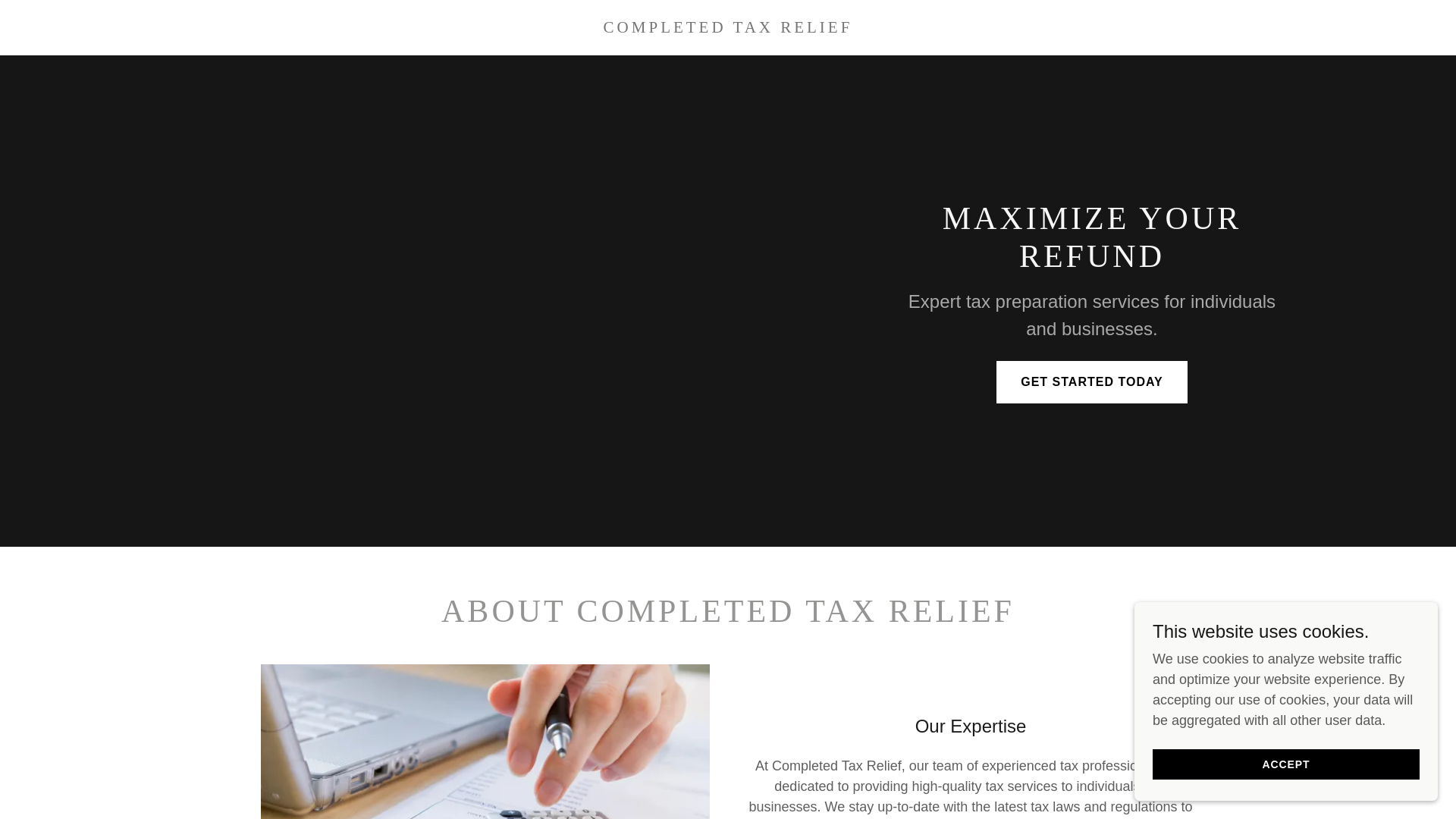 website screenshot of https://completedtaxrelief.com/
