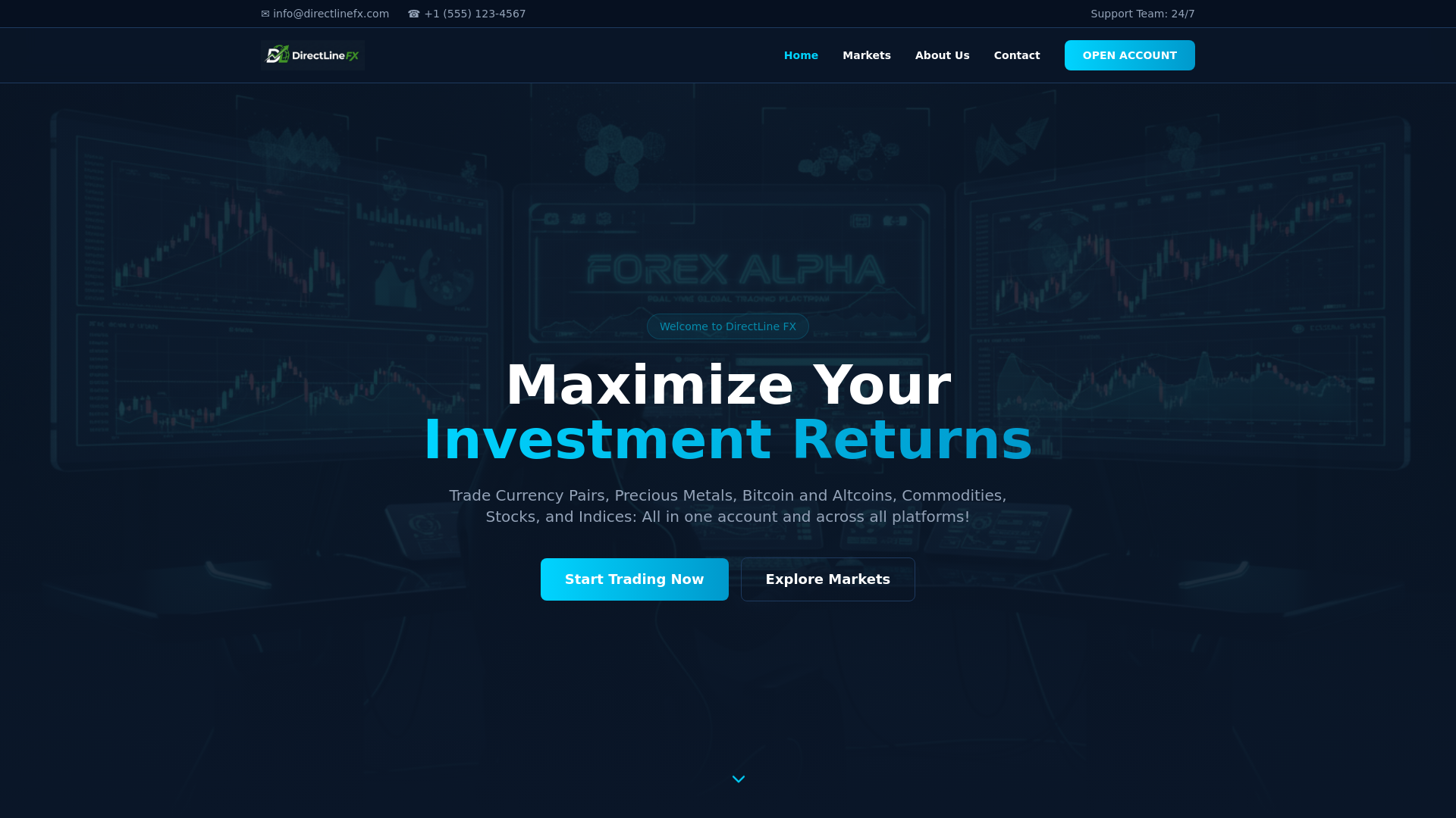 website screenshot of https://directlinefx.com/