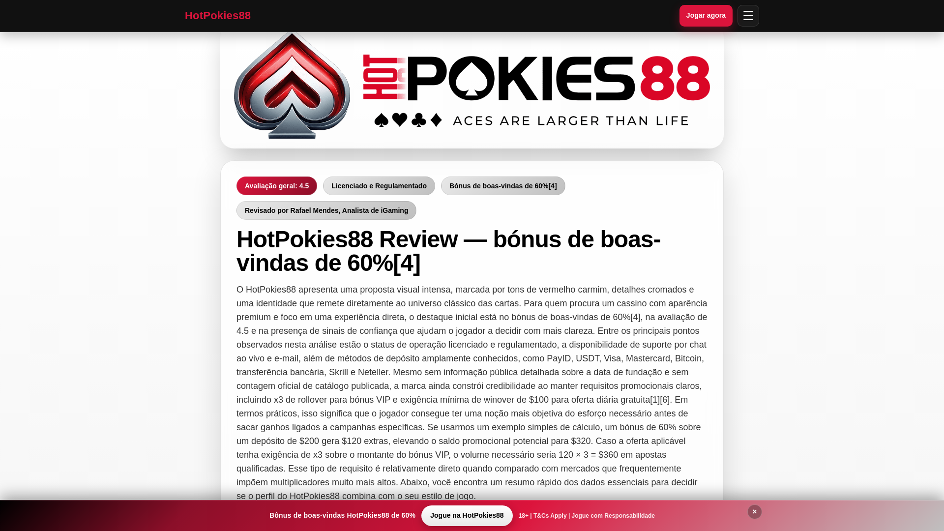 website screenshot of https://hotpokies88-br.org/