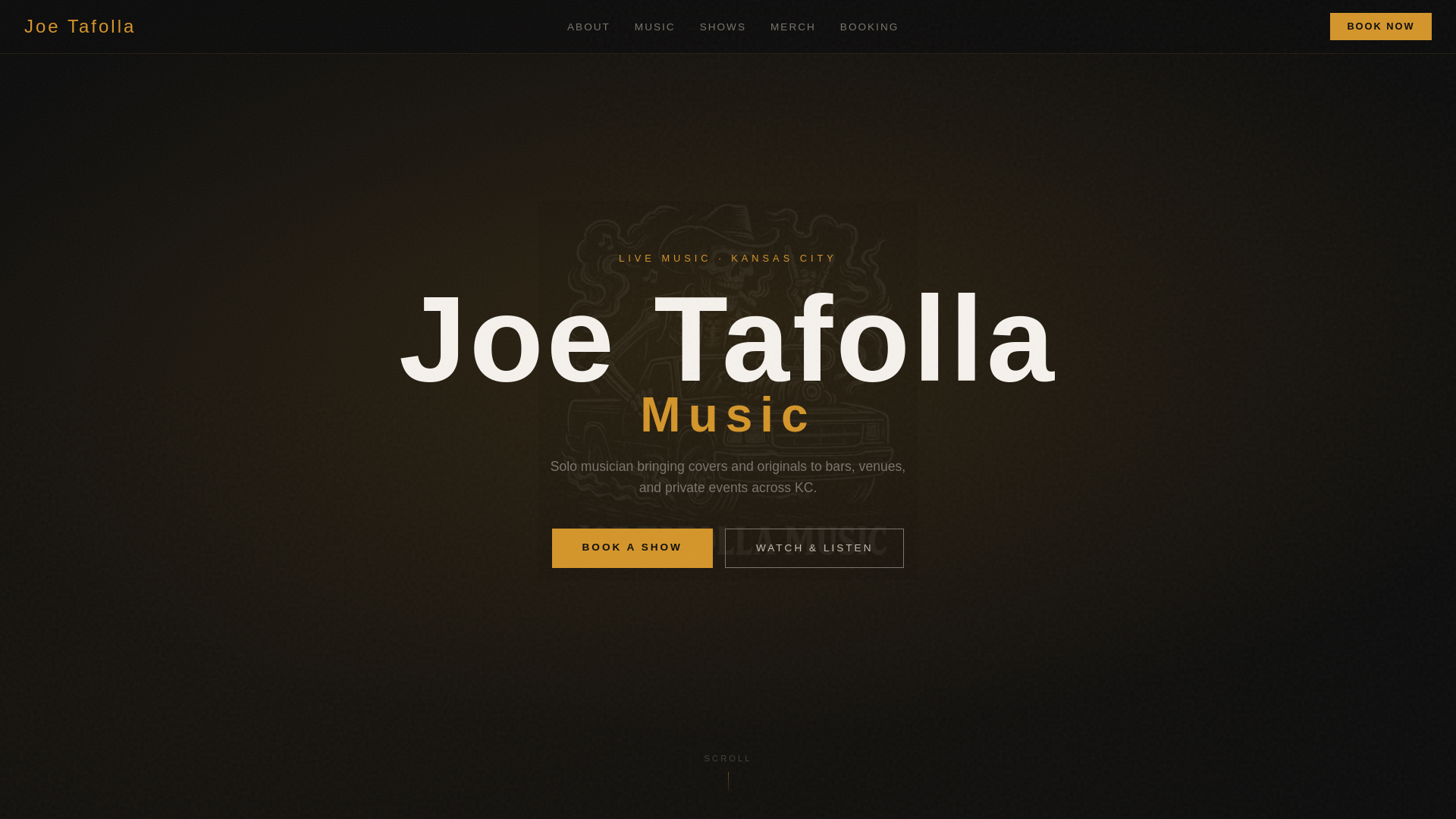 website screenshot of https://joetafollamusic.com/