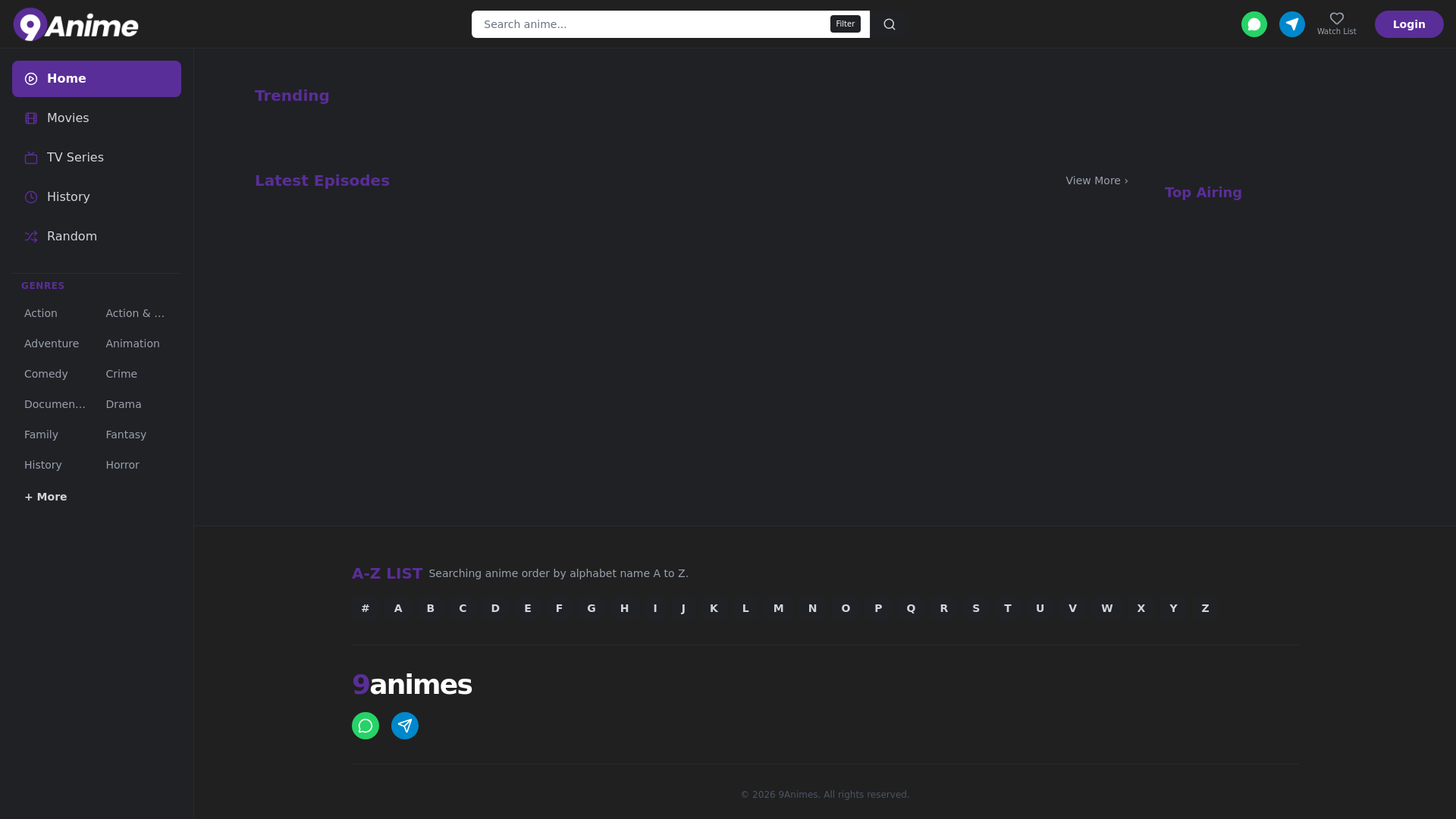 website screenshot of https://9ani.pages.dev/