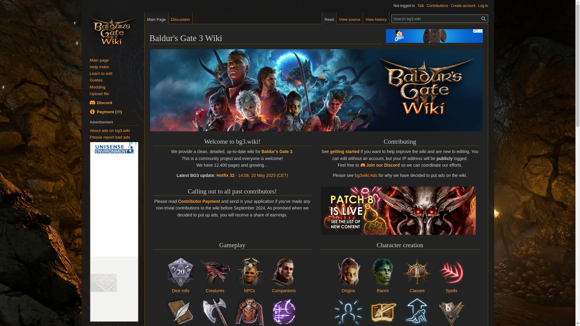 website screenshot of https://bg3.wiki/