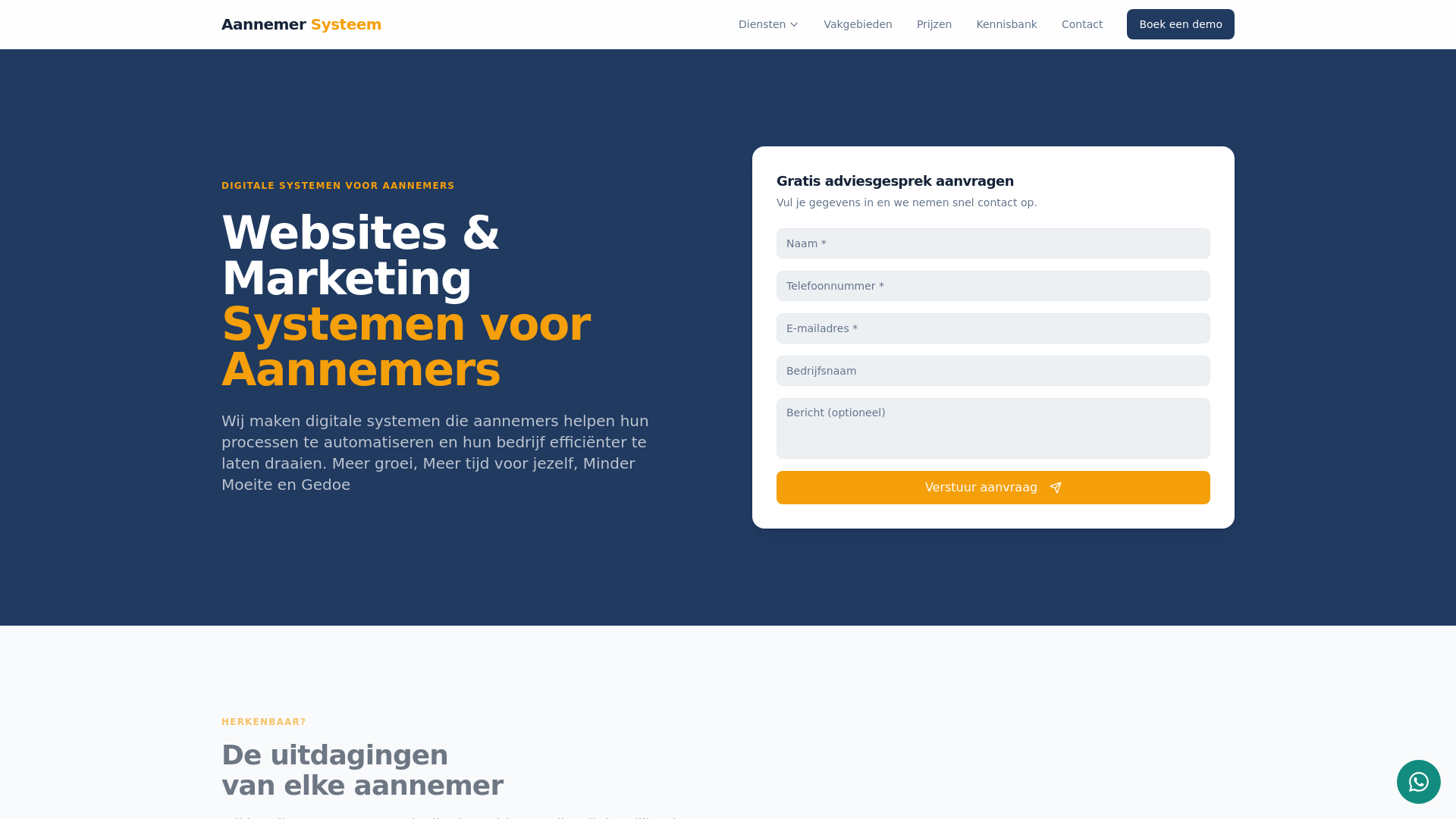 website screenshot of https://aannemersysteem.com/