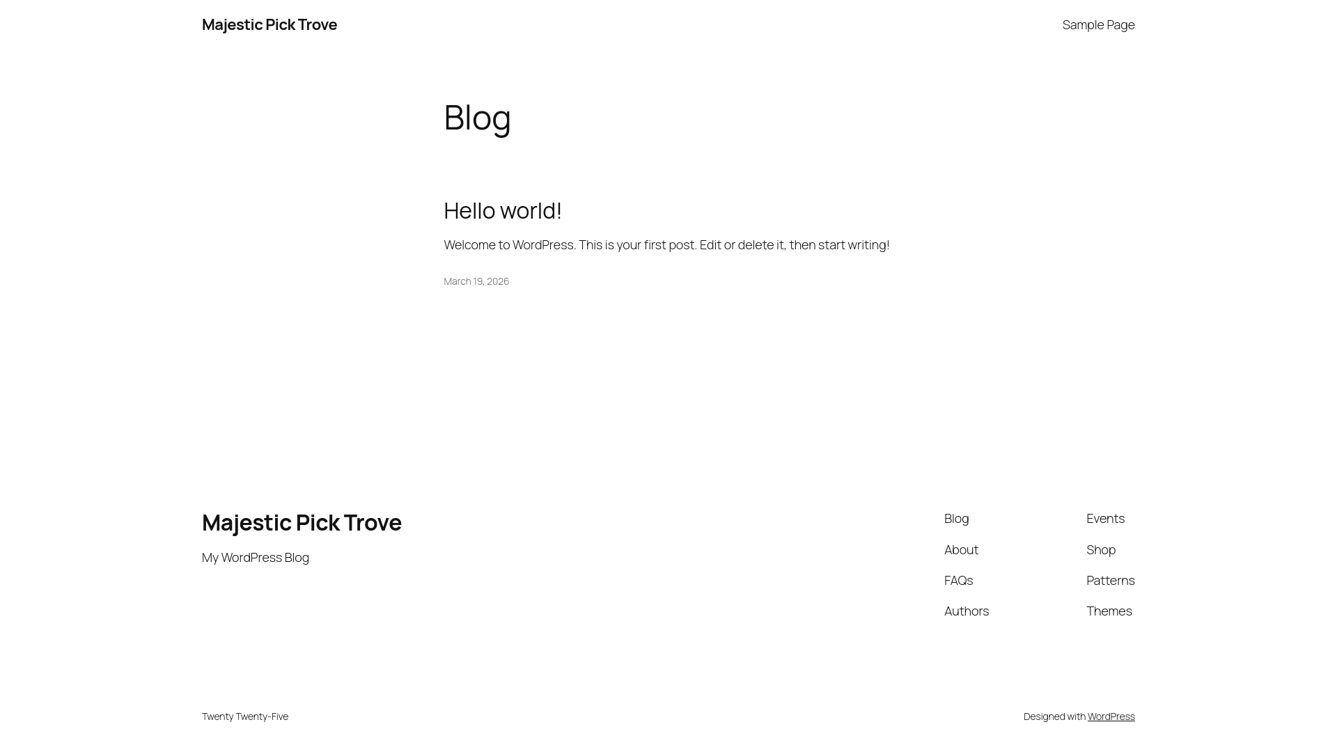 website screenshot of https://majesticpicktrove.shop/