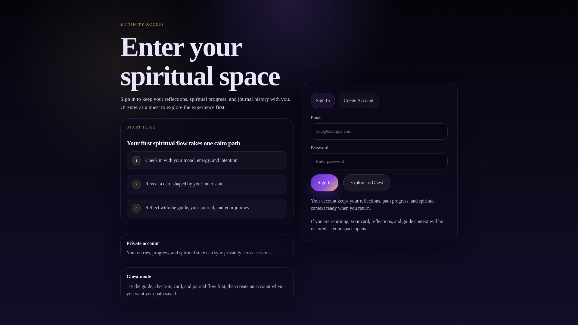 website screenshot of https://ziftinity.com/