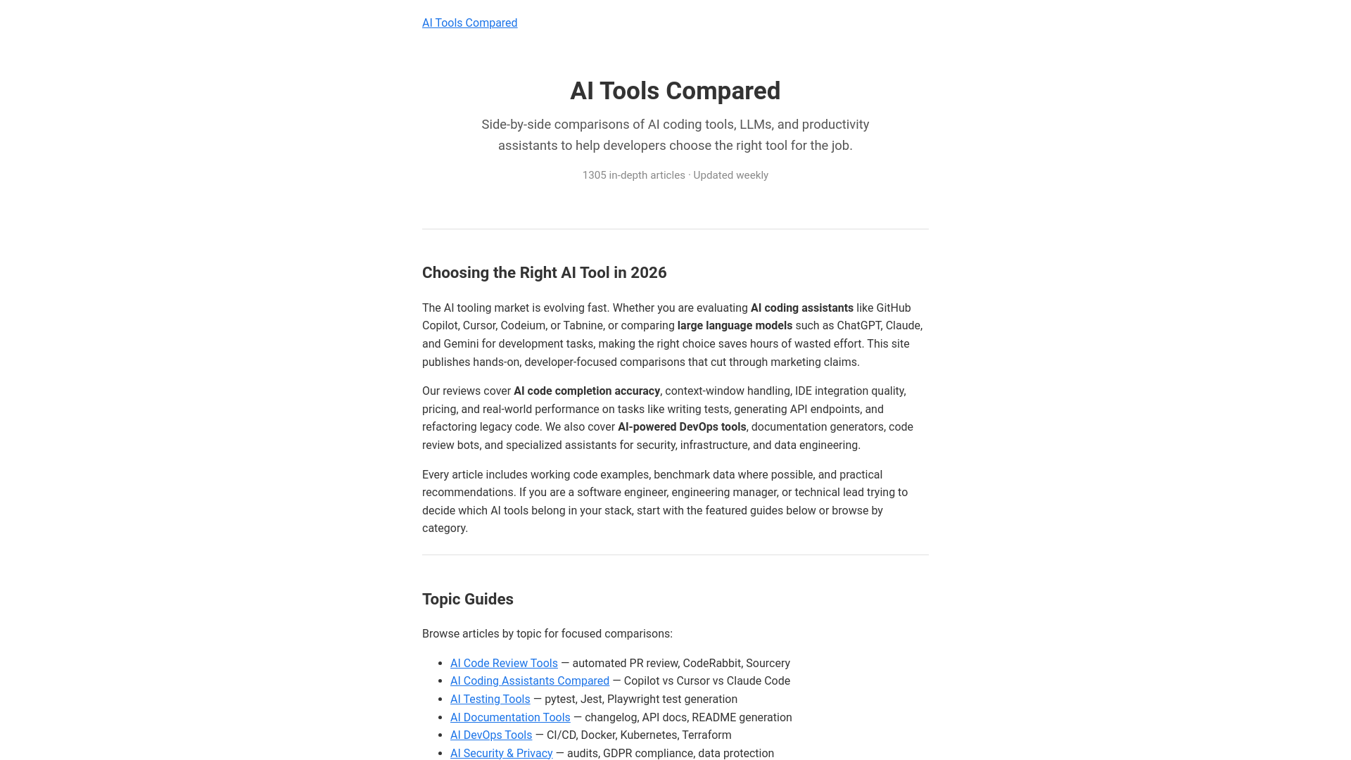 website screenshot of https://ai-tools-compared.pages.dev/