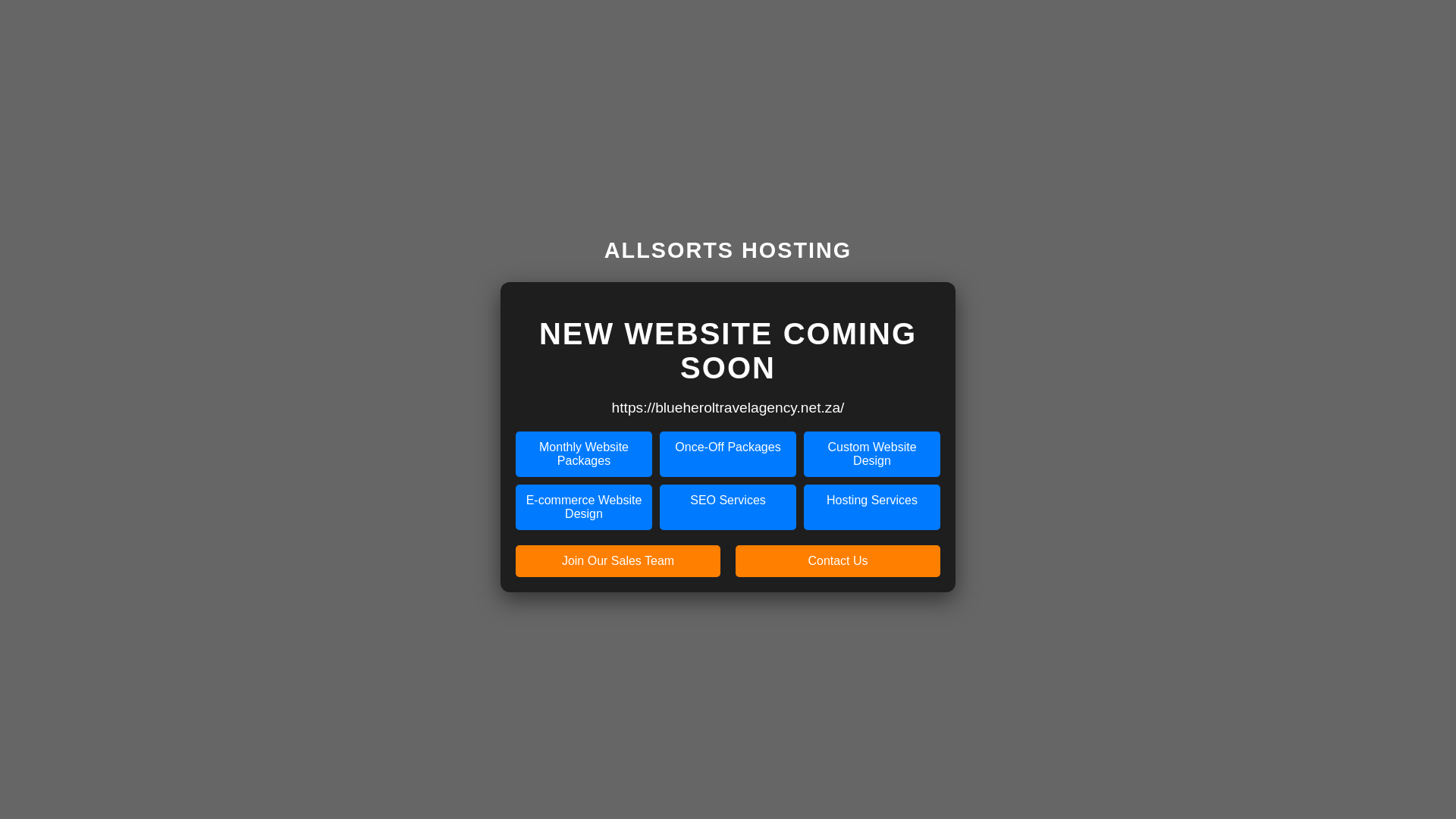 website screenshot of https://blueheroltravelagency.net.za/