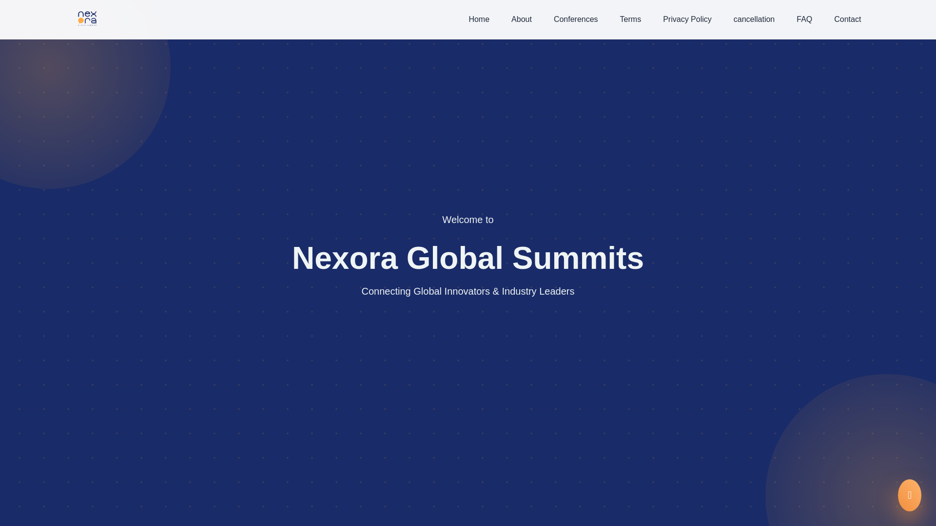 website screenshot of https://nexorasummits.com