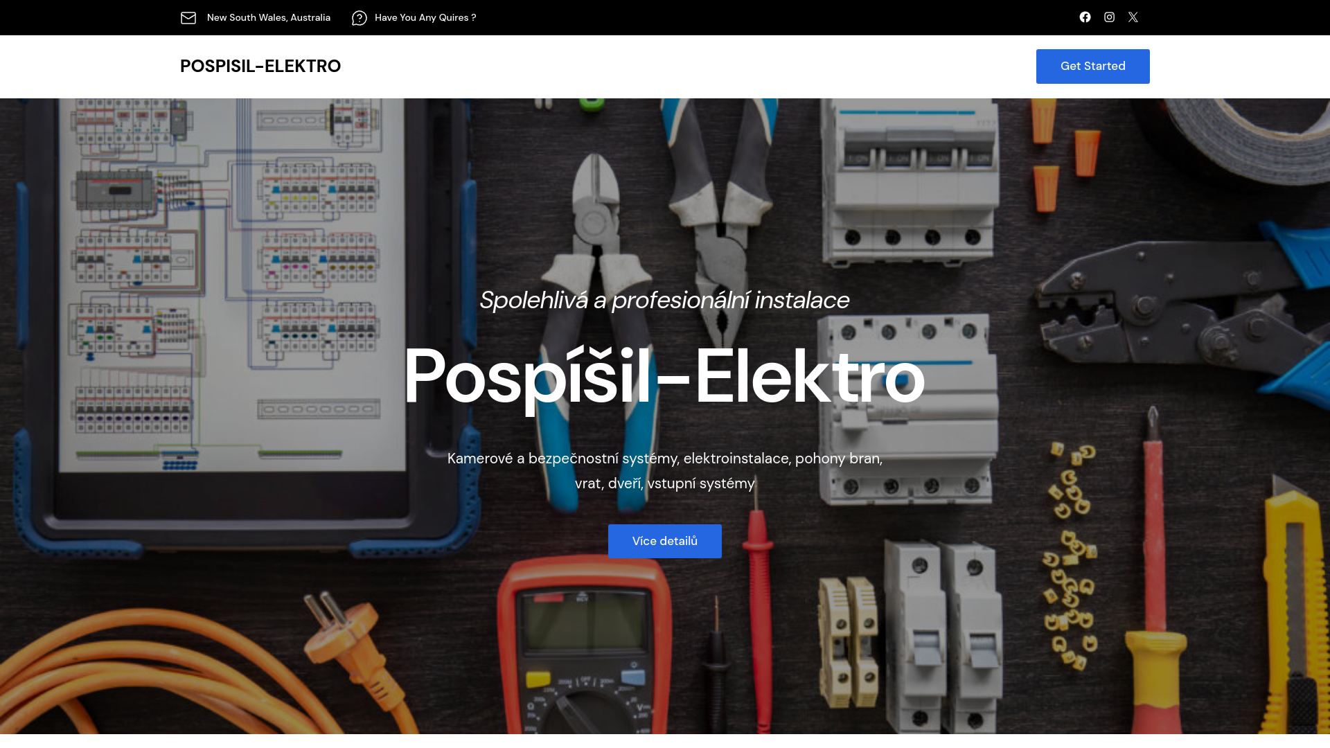 website screenshot of https://pospisil-elektro.cz