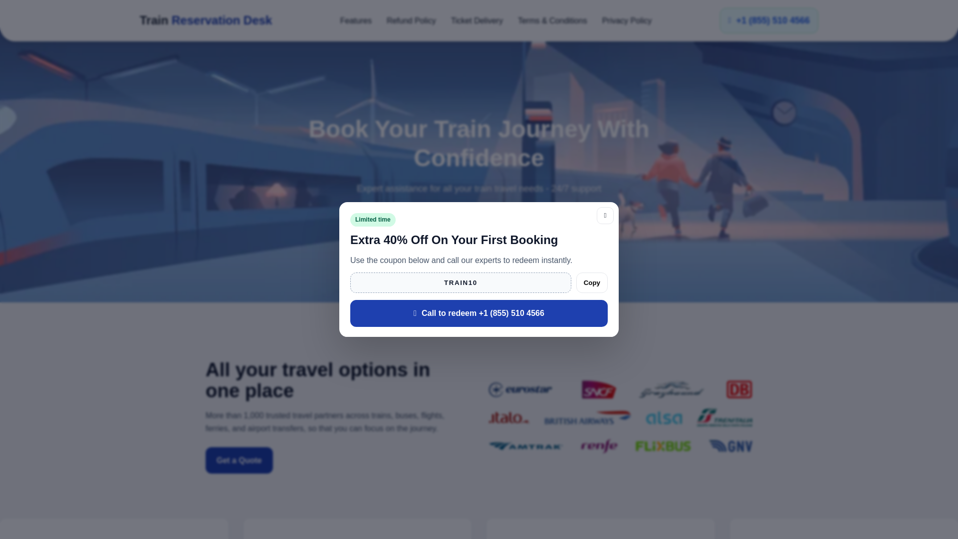 website screenshot of https://trainnreservationsdesk.us/