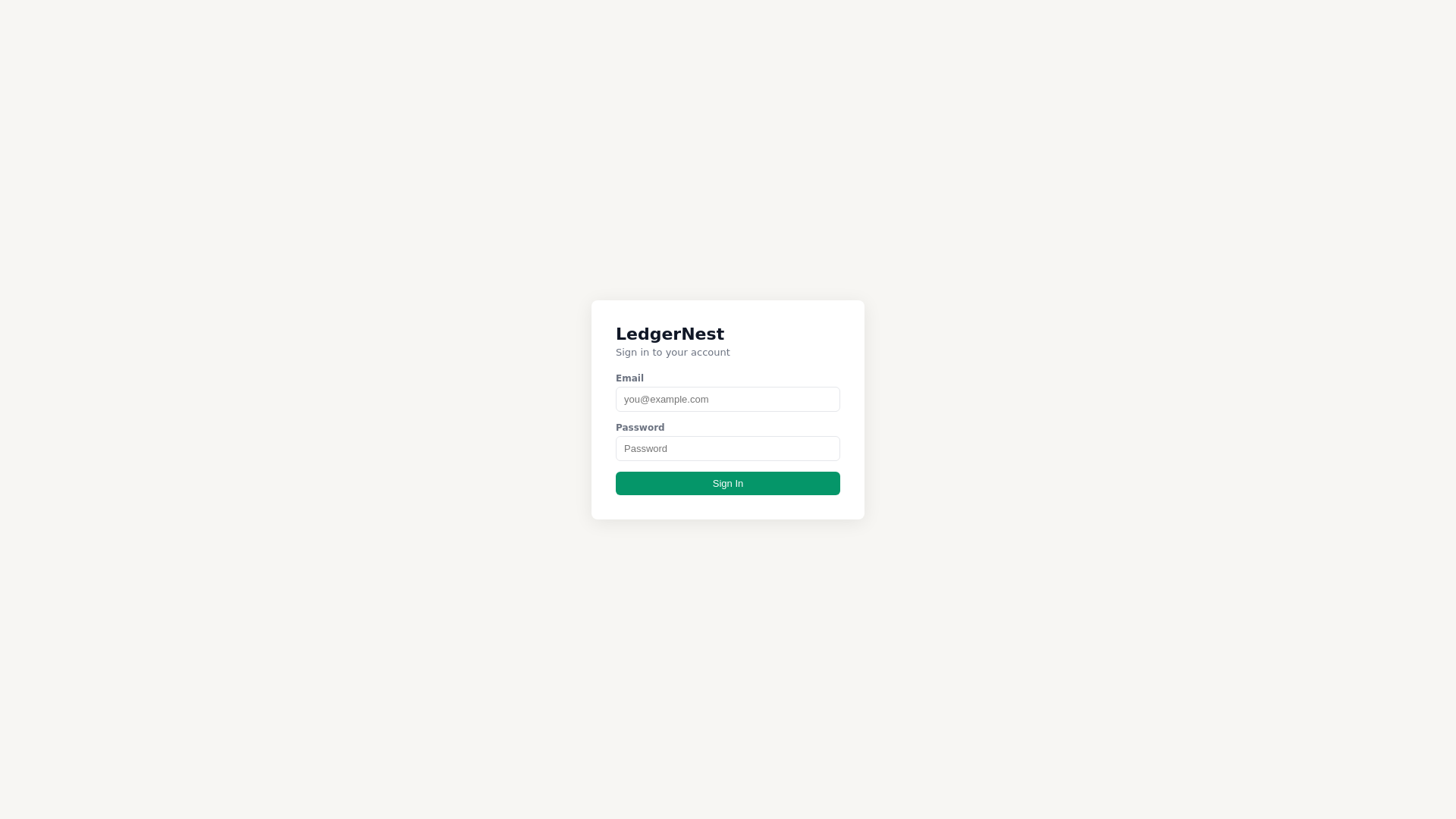 website screenshot of https://ledgernest.net/
