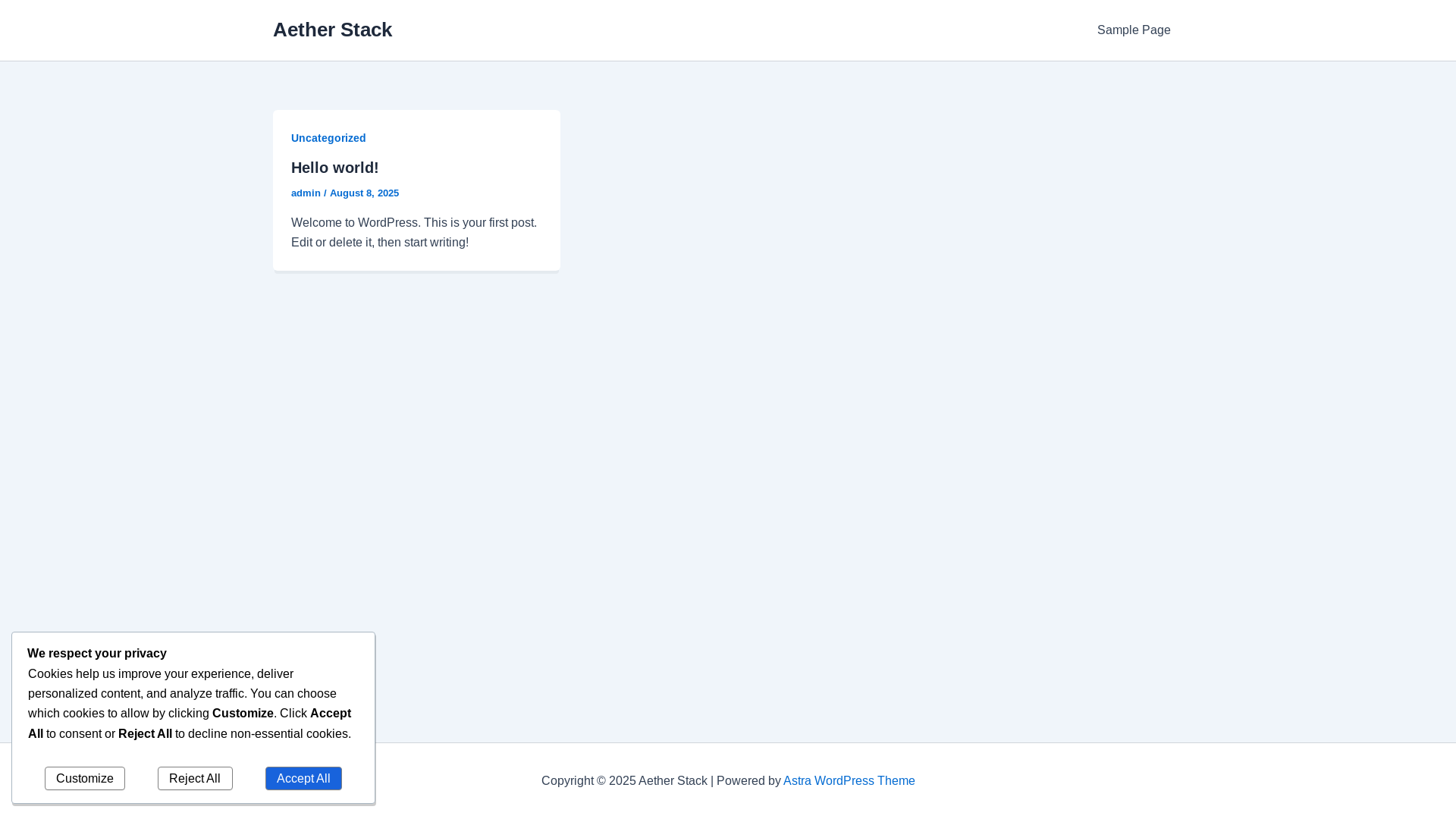 website screenshot of https://aetherstack.sbs/