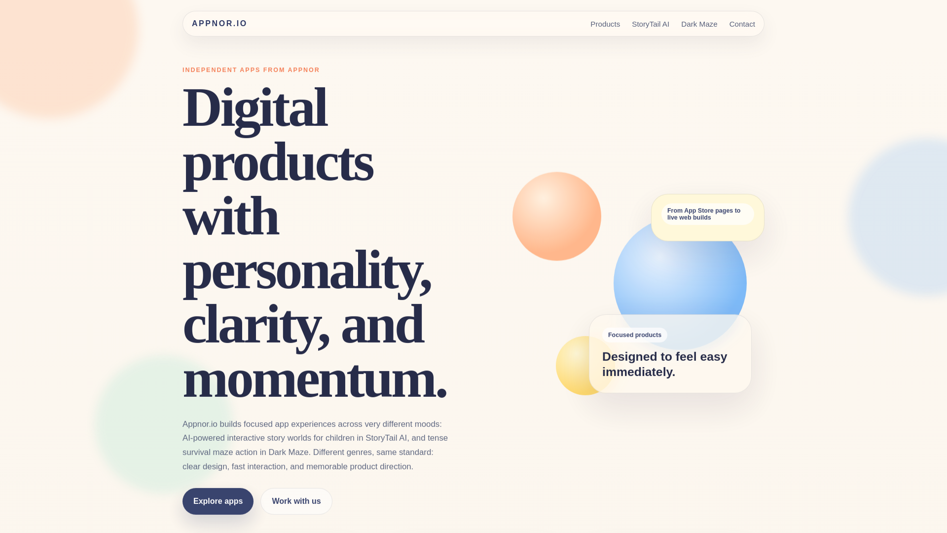 website screenshot of https://appnor.io/