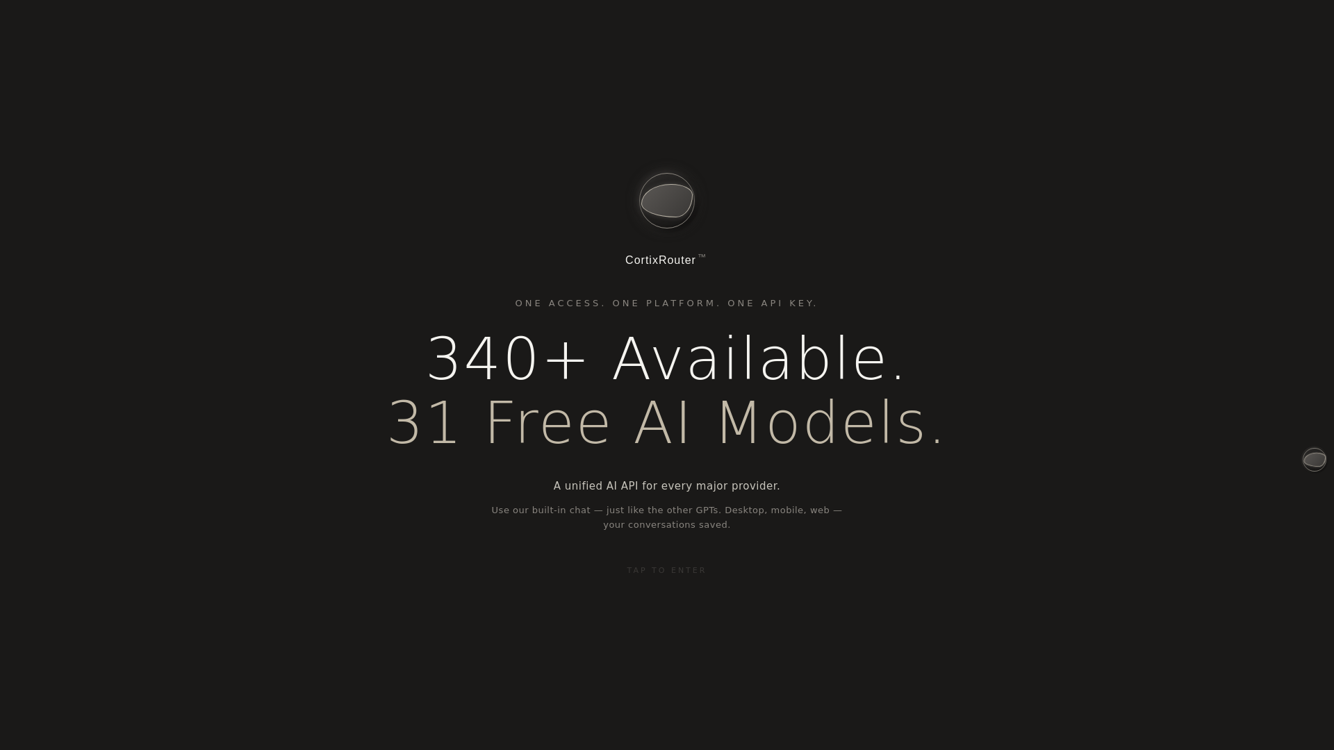 website screenshot of https://cortixrouter.com/