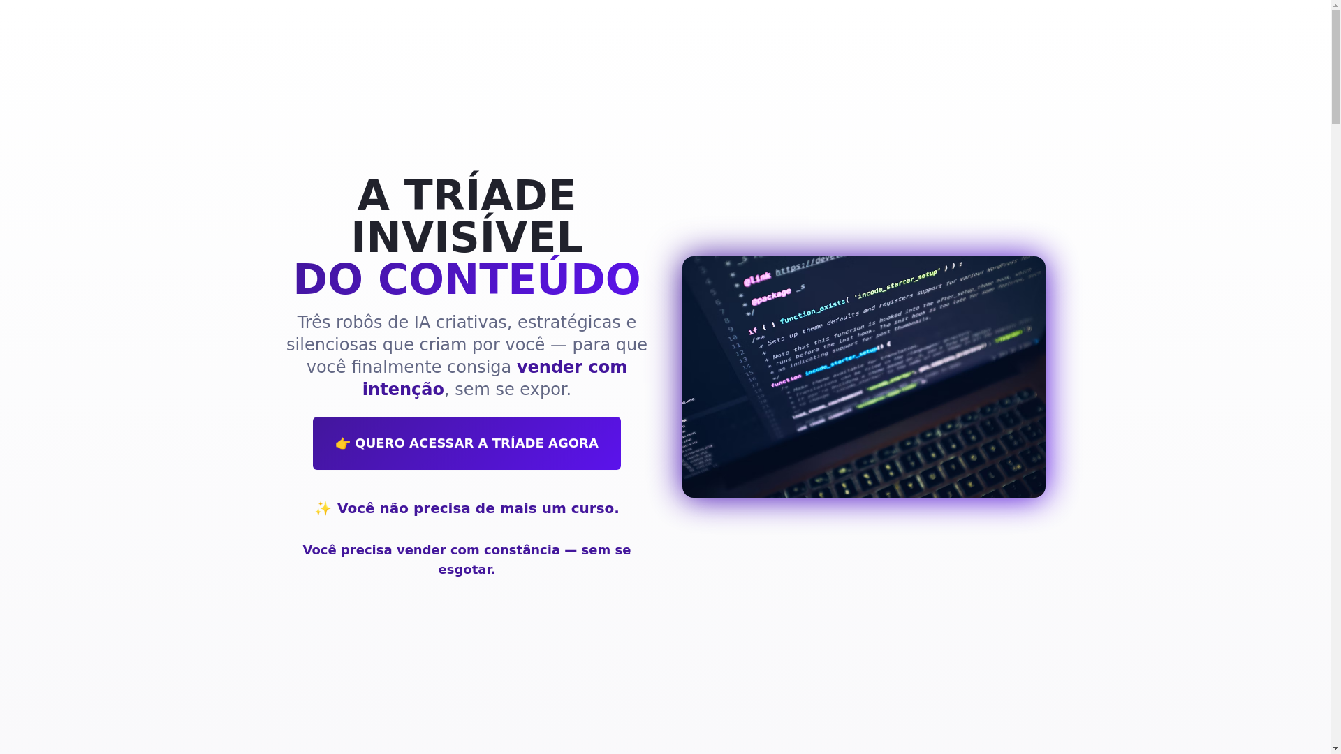 website screenshot of https://triade-invisivel-conteudo.com/