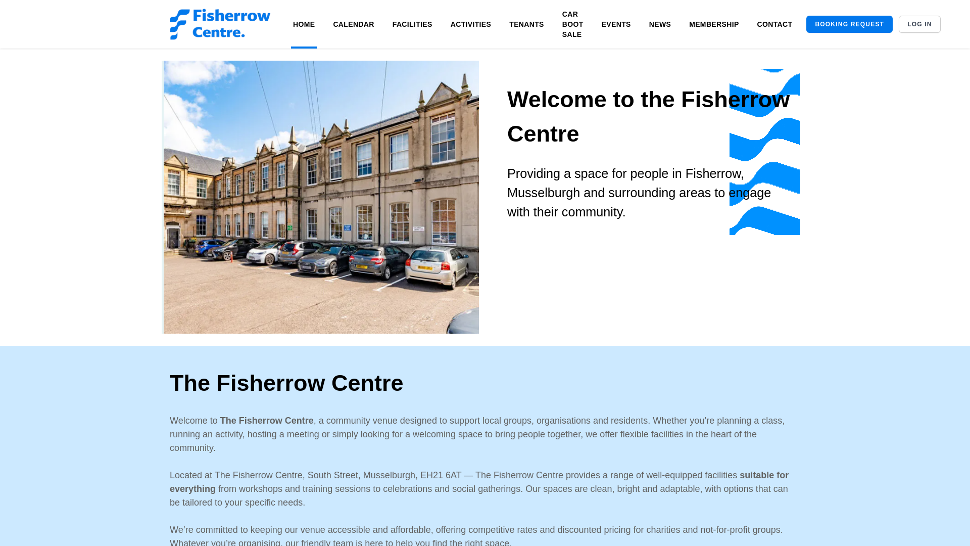 website screenshot of https://fisherrow-centre.org/