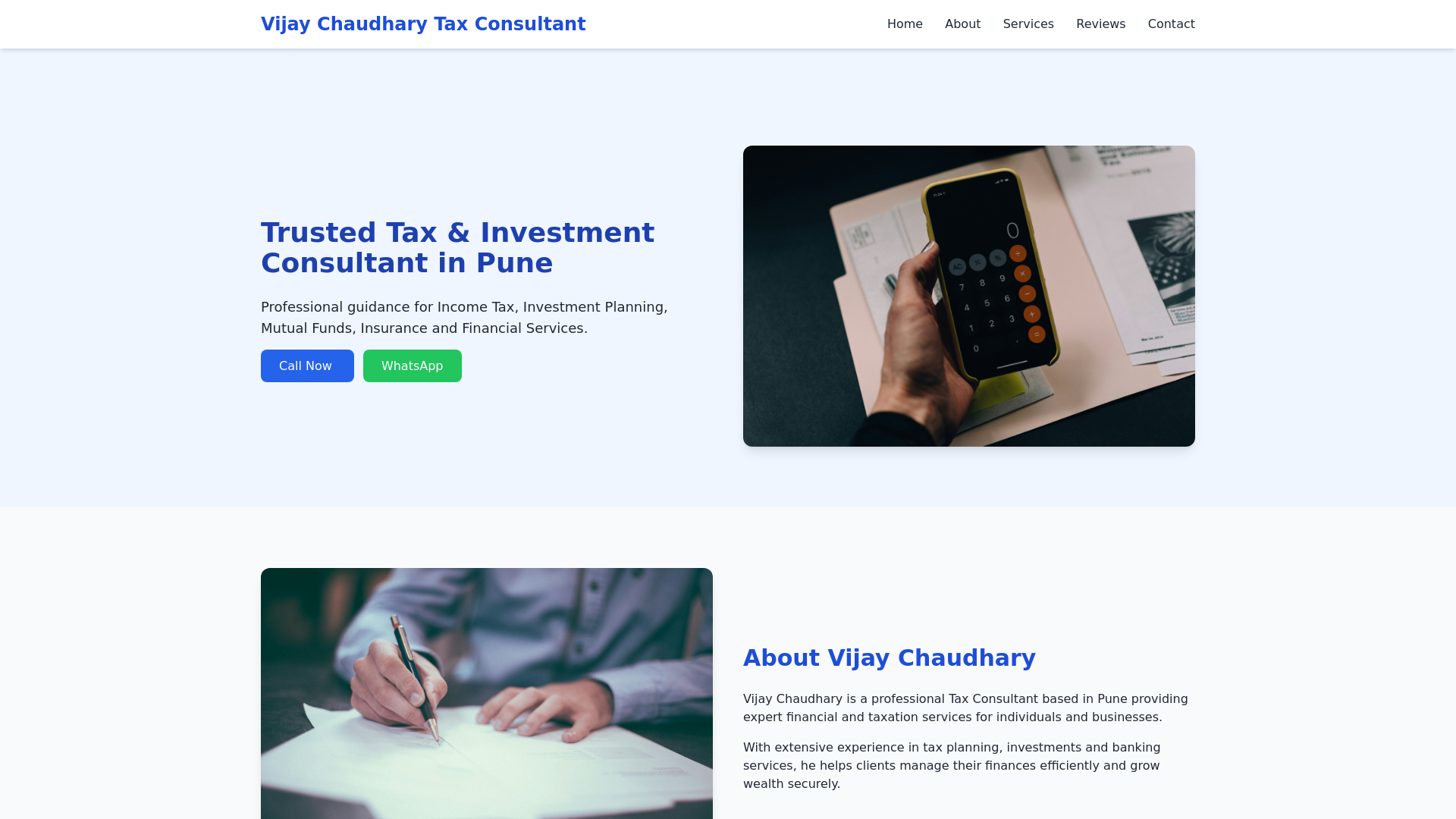 website screenshot of https://vijaychaudhary.co.in/