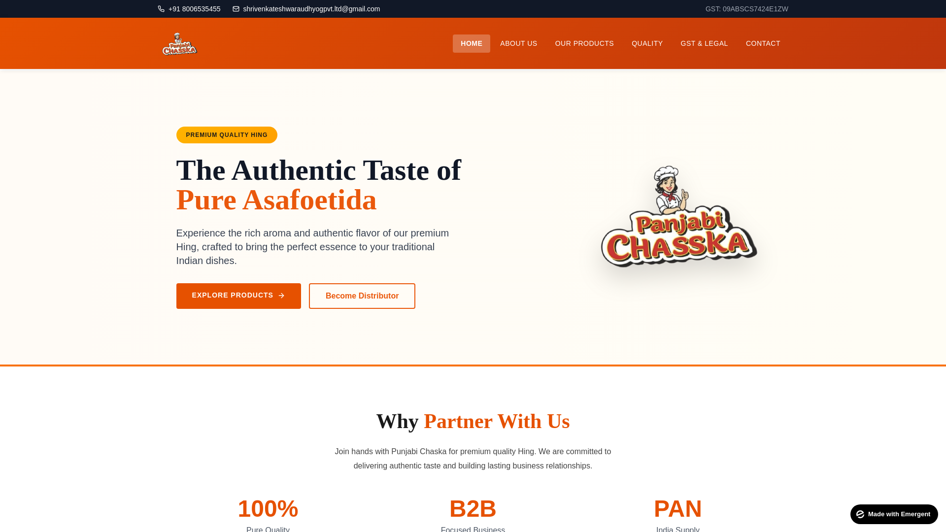 website screenshot of https://punjabichaska.in/