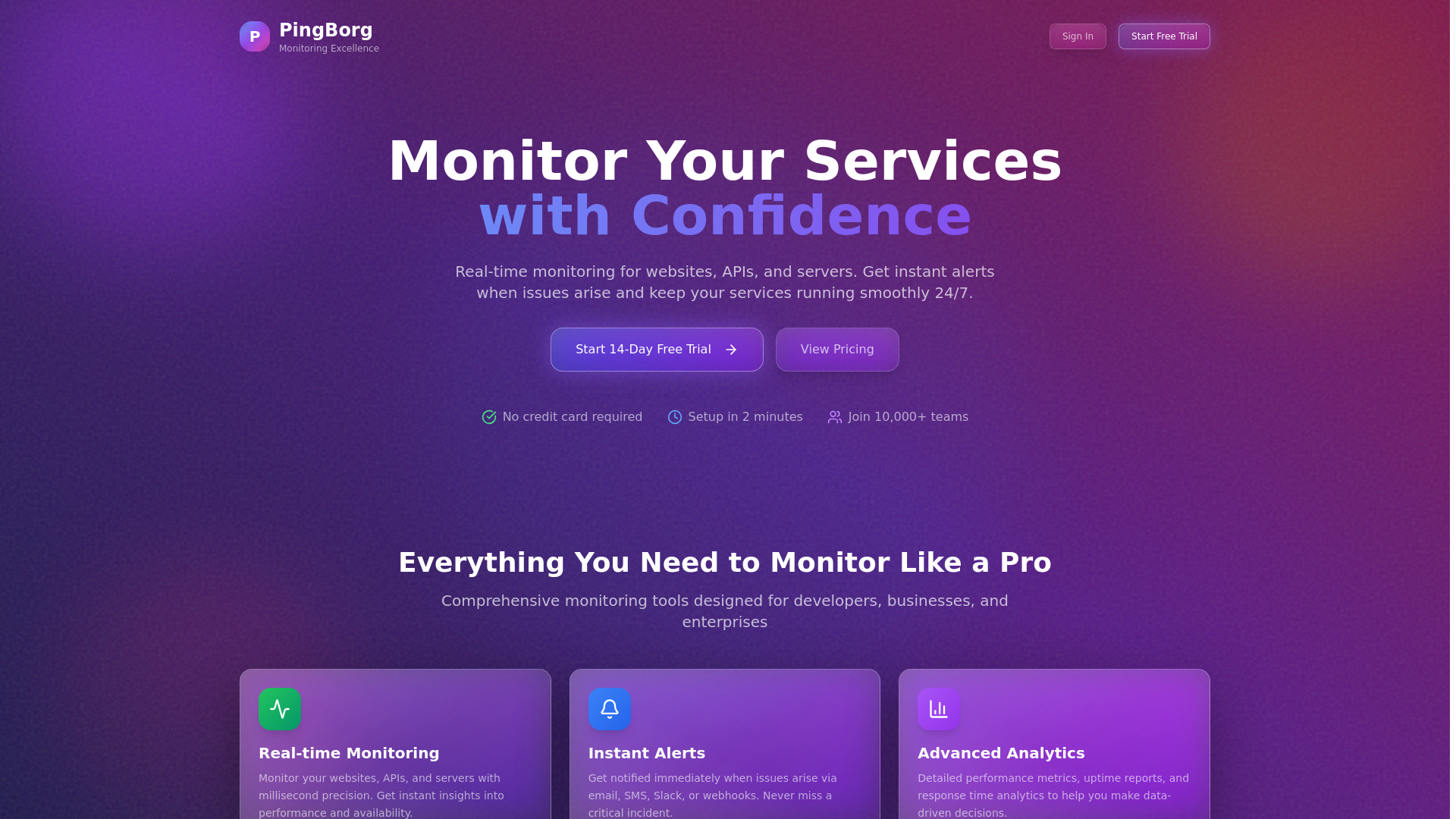 website screenshot of https://pingborg-frontend-staging.pages.dev/