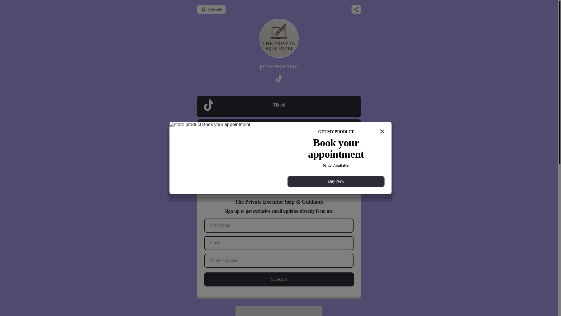 website screenshot of https://privateexecutor.store/