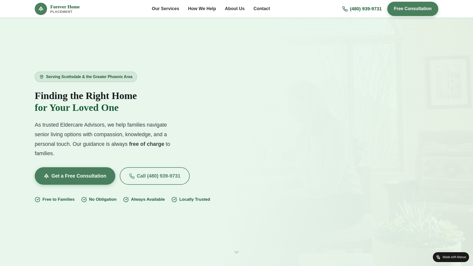 website screenshot of https://foeverhomeplacement.org/