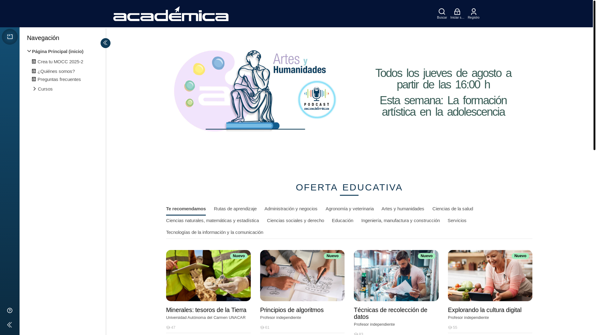 website screenshot of https://academica.mx/