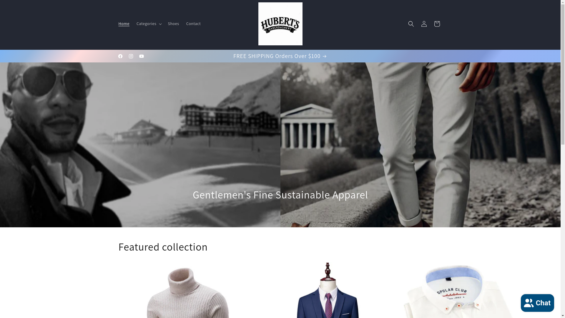 website screenshot of https://www.hubertshaberdashery.com/